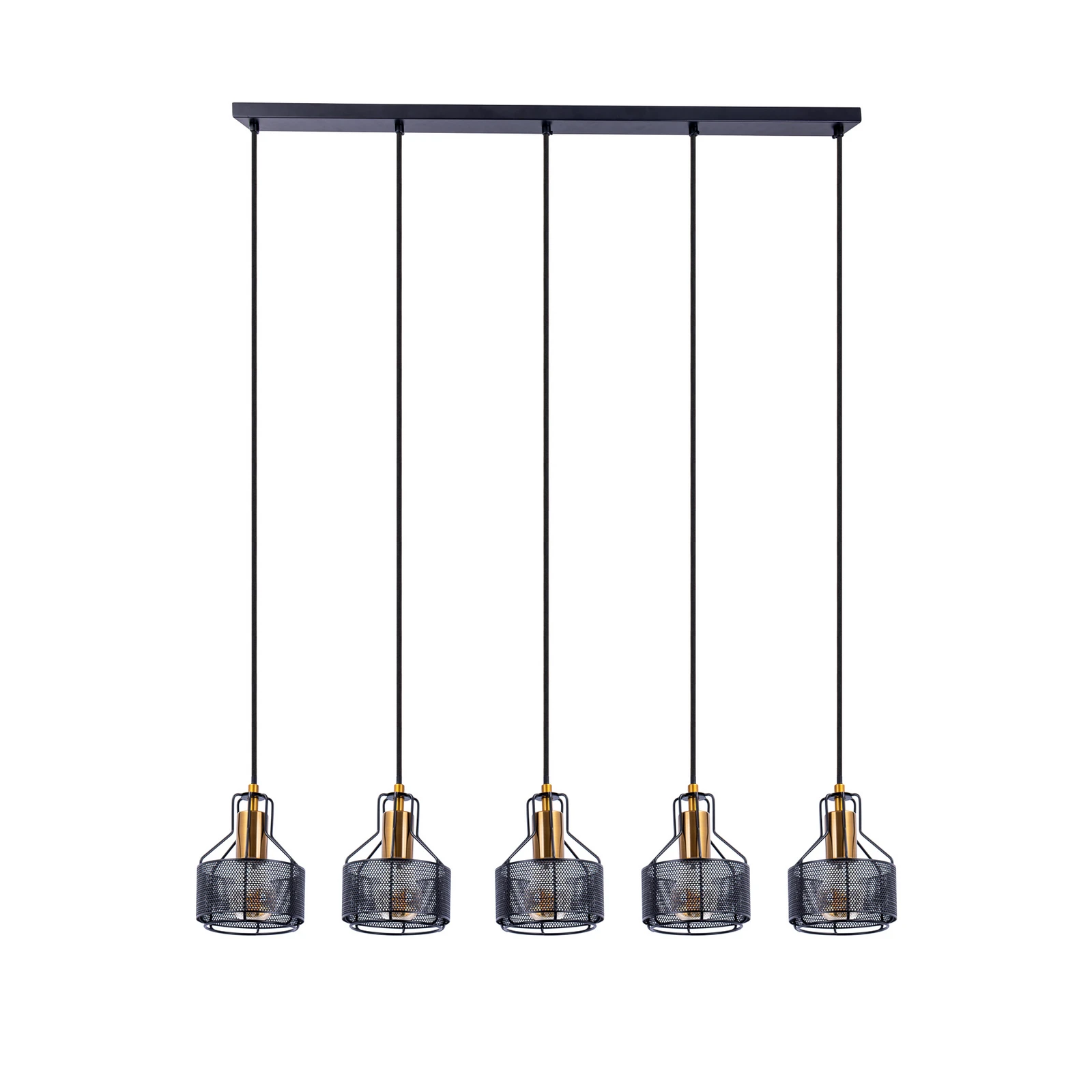 Foro hanging light, five-bulb, black/gold