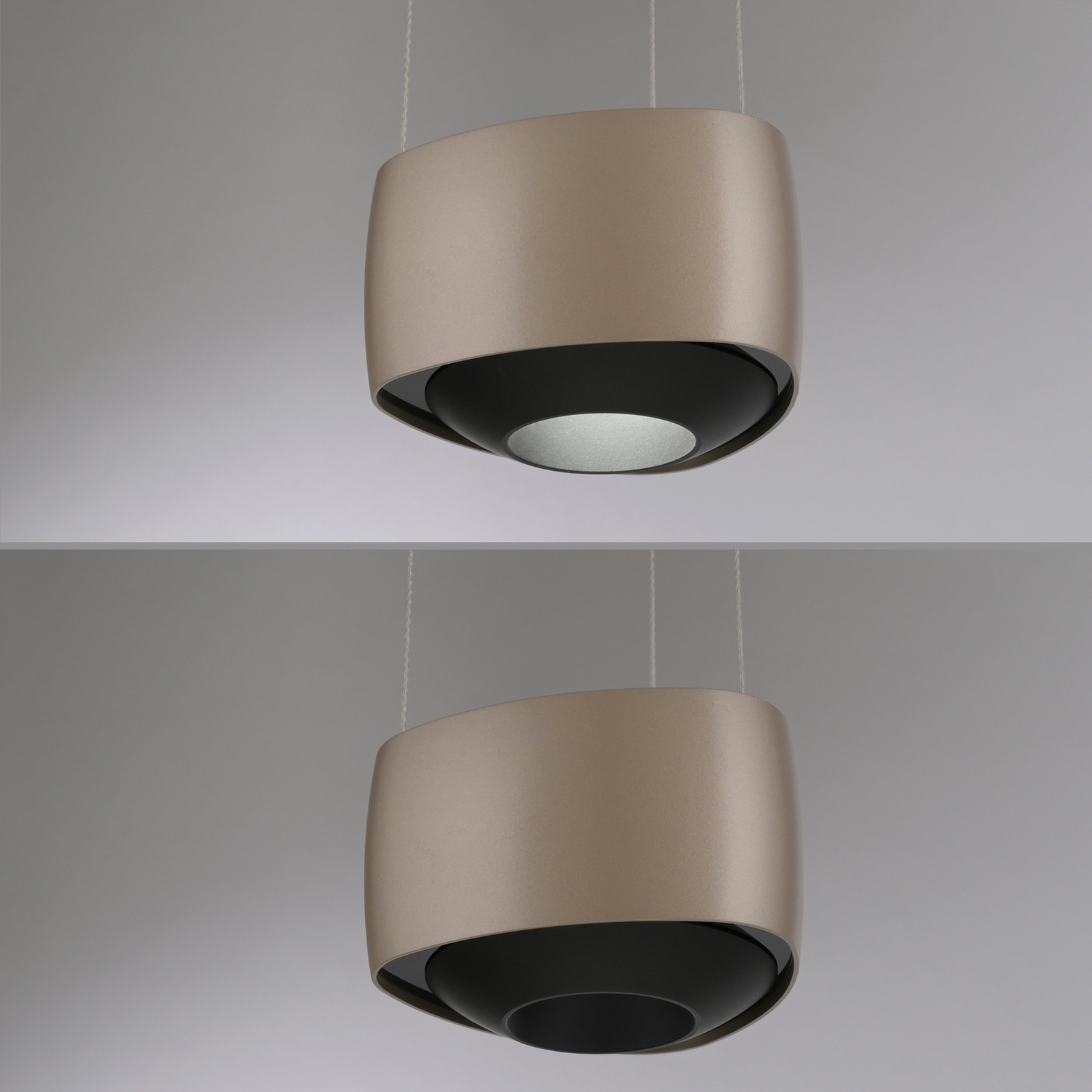 Lámpara colgante LED Q-Stretto de Paul Neuhaus, bronce, 14,5 cm