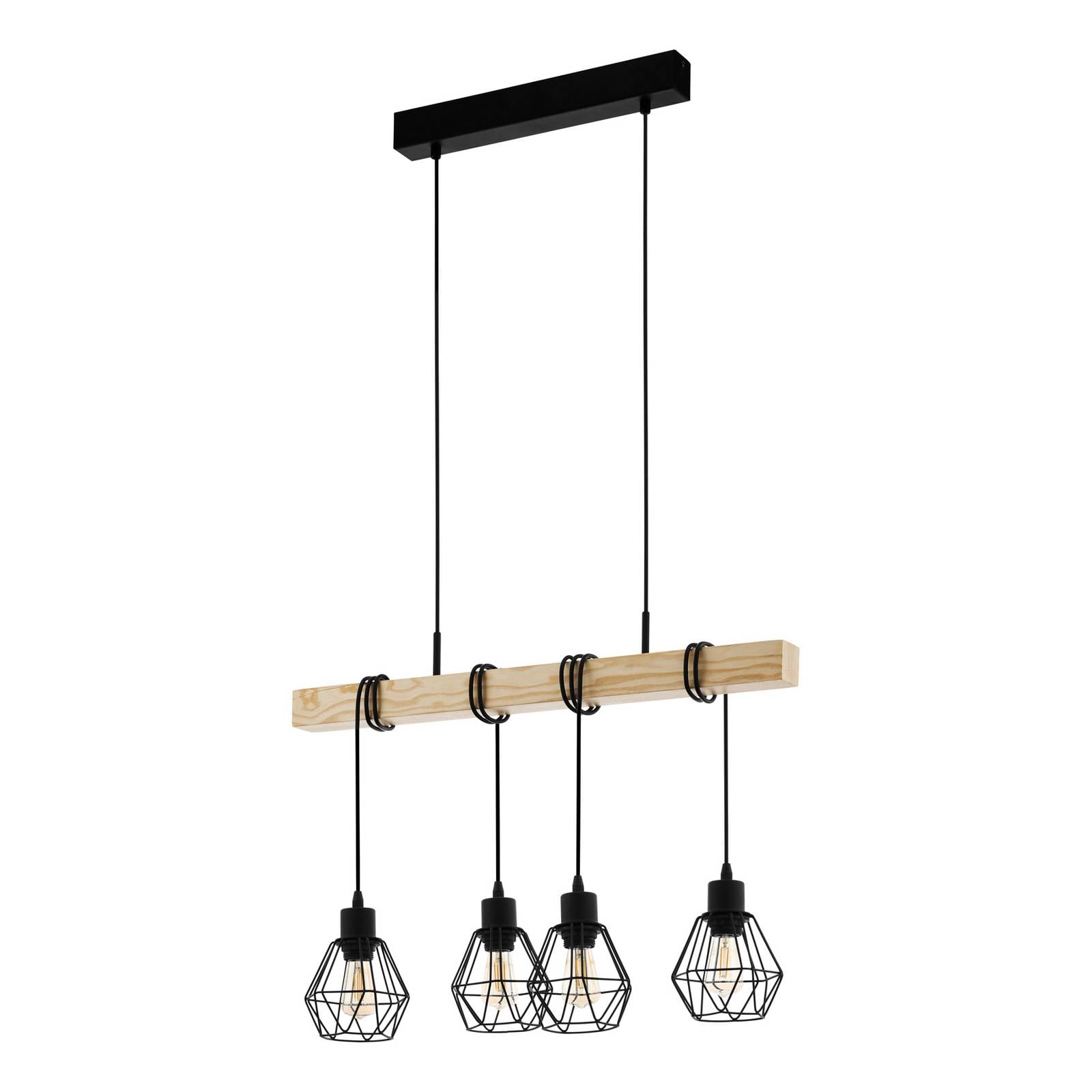 Hängeleuchte Townshend Länge 70 cm schwarz eiche 4-flg