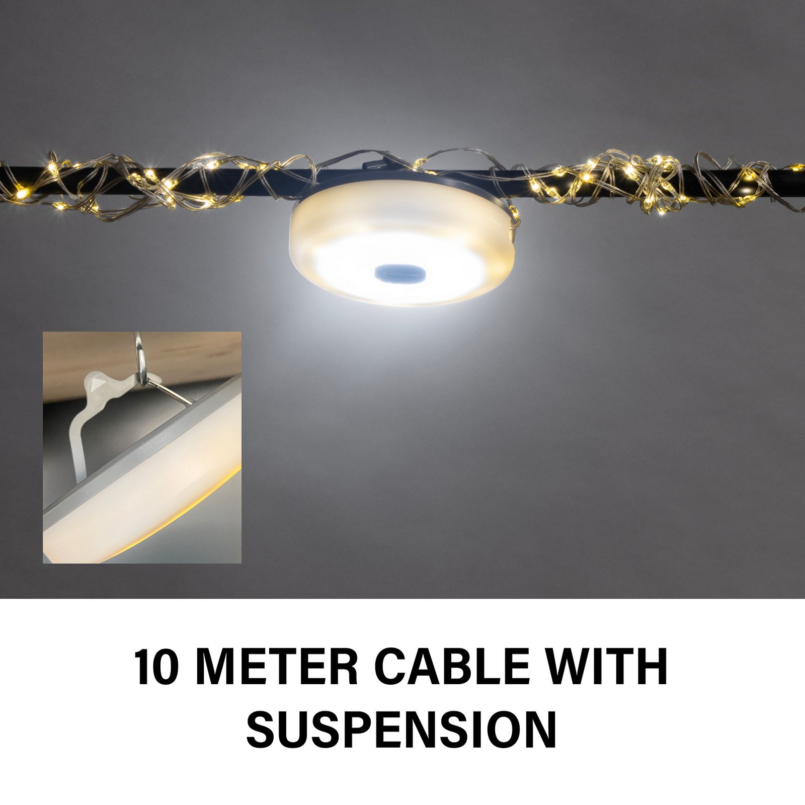 Guirlande lumineuse LED Benni, blanc, 10 m, extensible, batterie Guirlande lumineuse LED Benni, blanc, 10 m, extensible, batterie