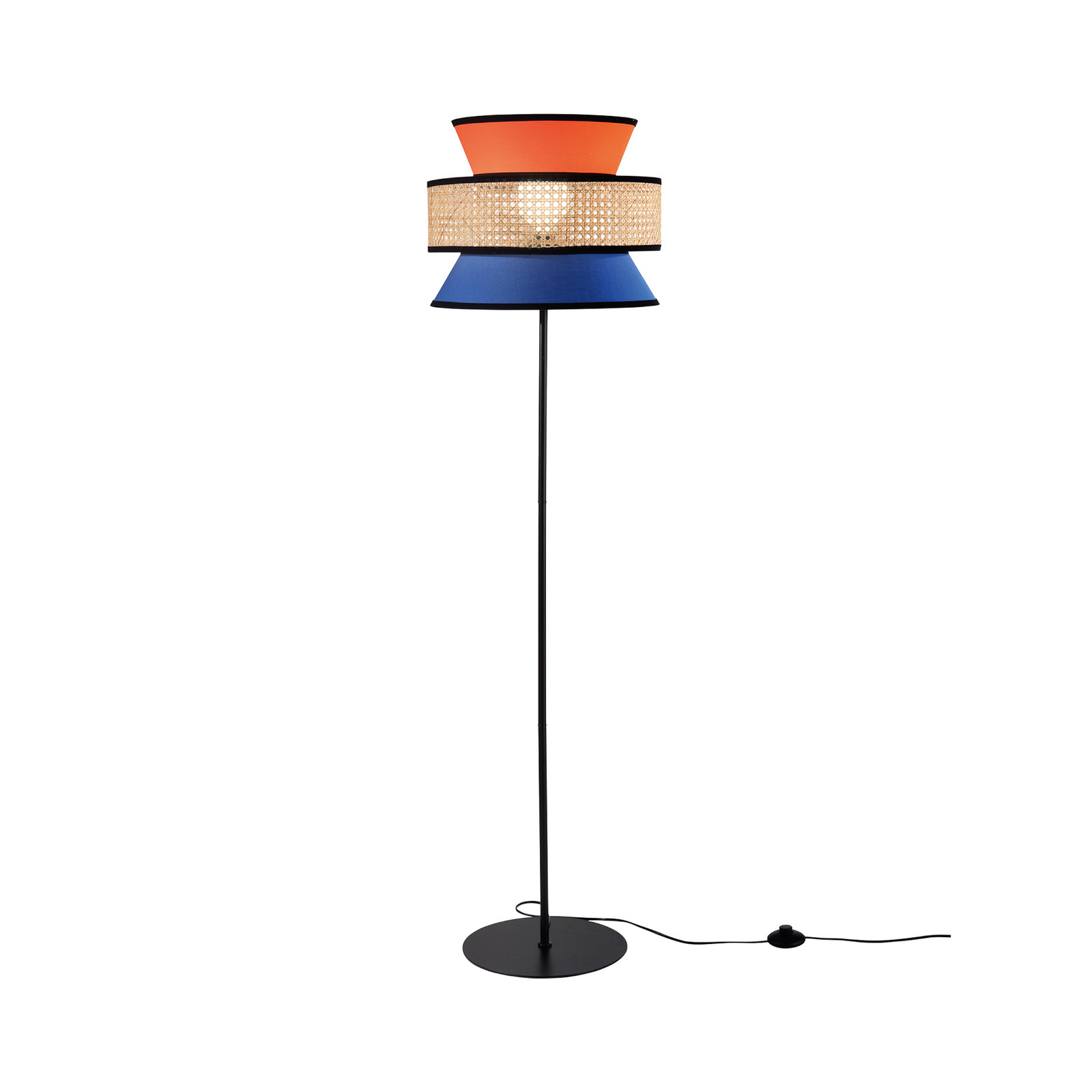 Luce Ambiente Design Lampadar Gazebo portocaliu/albastru/natur 147 cm țesătură/rattan - Camera de zi / sufragerie - portocaliu albastru natural negru - Țesătură / Textil