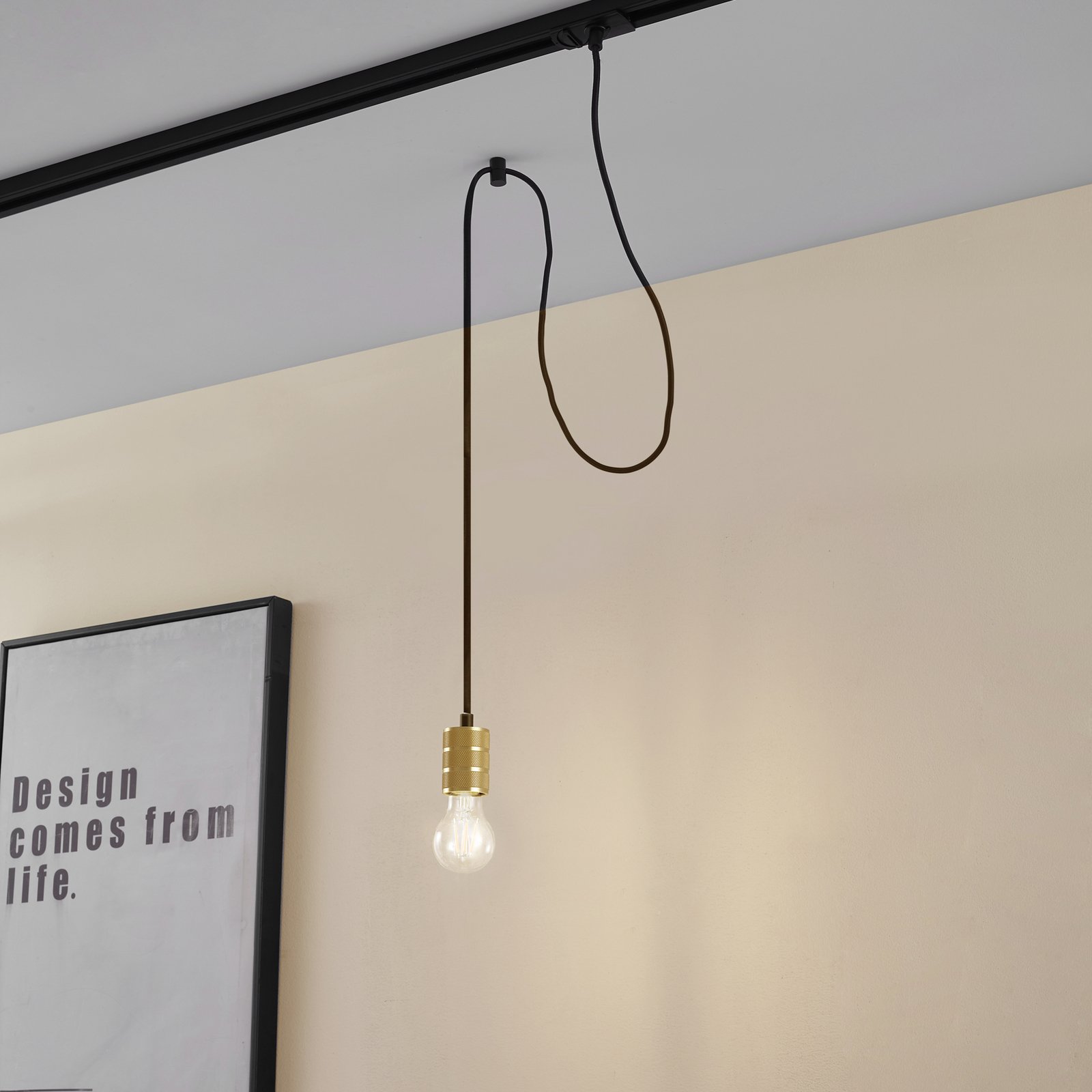 Lindby hanging light Linaro, Ø 4.6 cm, gold, single-phase, E27
