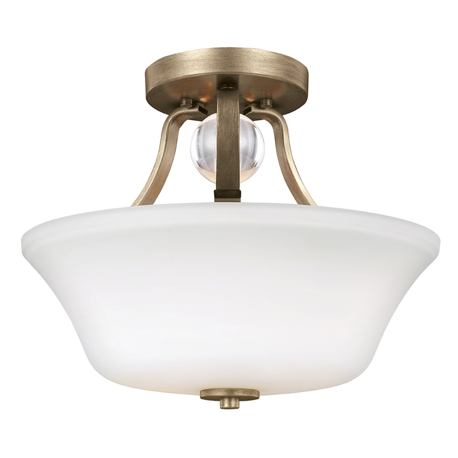 FEISS Evington semi-flush ceiling light, gold, for Living / Dining Room, metal, etched glass, E27, 60 W, energy efficiency: A++, H: 29.7 cm