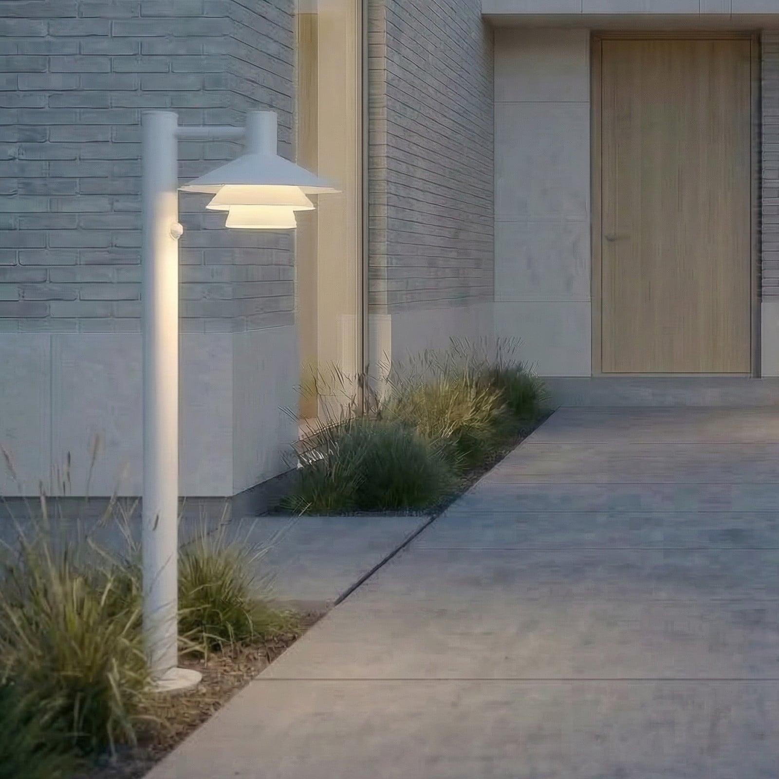 Montaro LED-v&auml;glampa, vit, 100 cm, sensor, aluminium, IP54 &ndash; Lucande - Modern - Med en ljusk&auml;lla