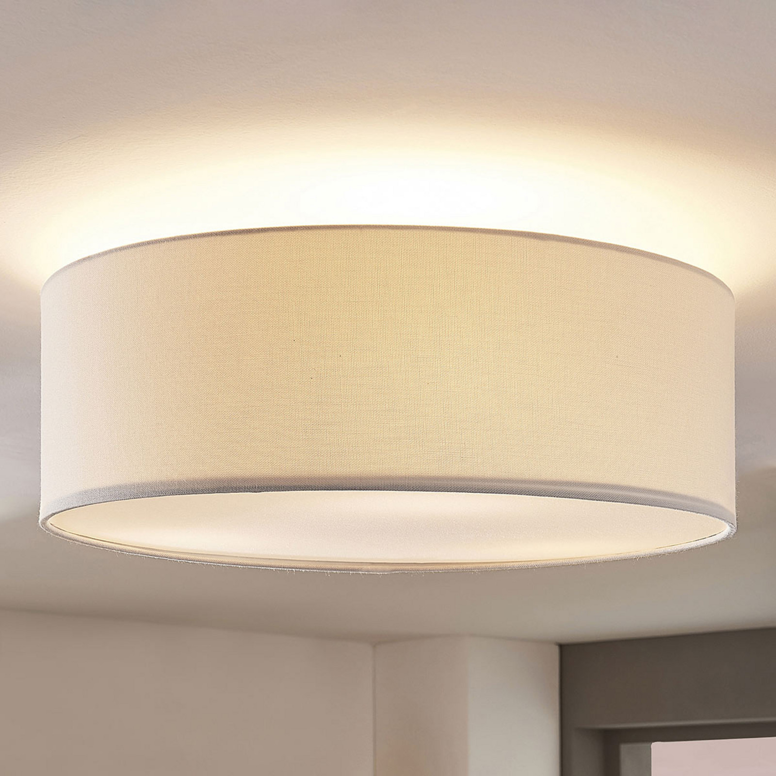 Lindby plafonieră Mariat alb in Ø 45 cm E27 - Camera de zi / sufragerie - modern - Țesătură / Textil