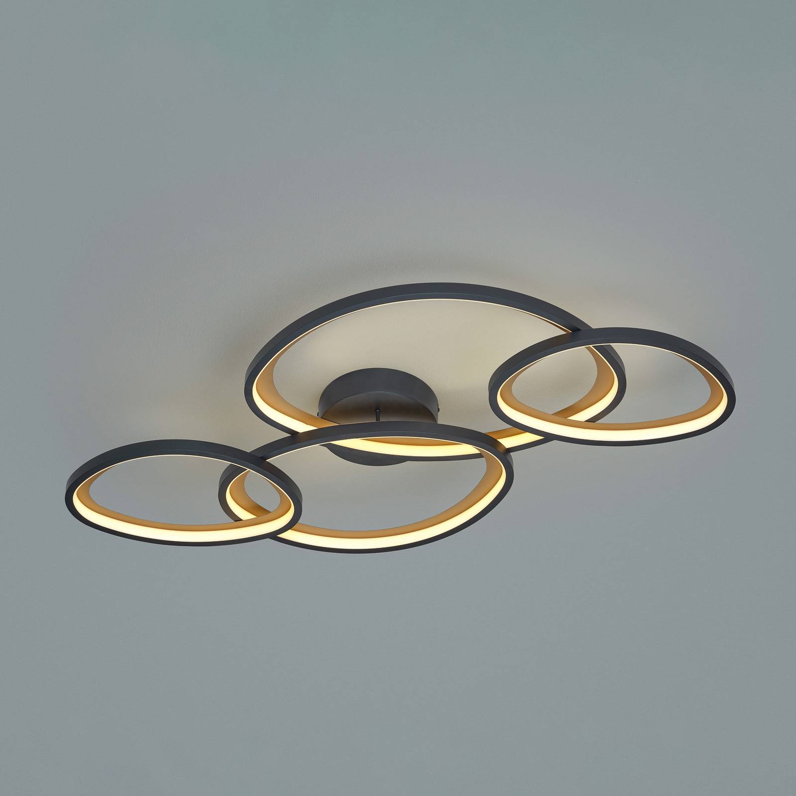LED-taklampe Sivo, lengde 103 cm, matt svart, metall CCT