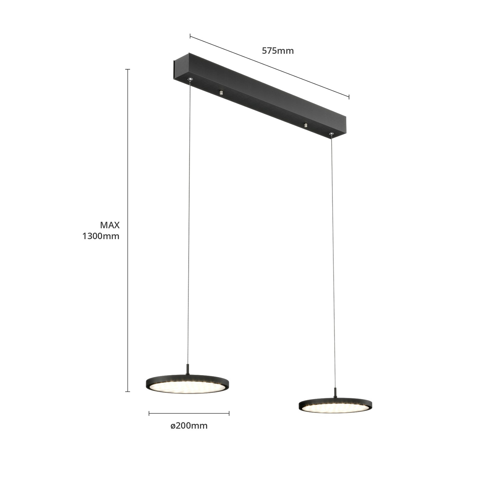 Rothfels Gion Suspension LED à 2 lampes alu/noir