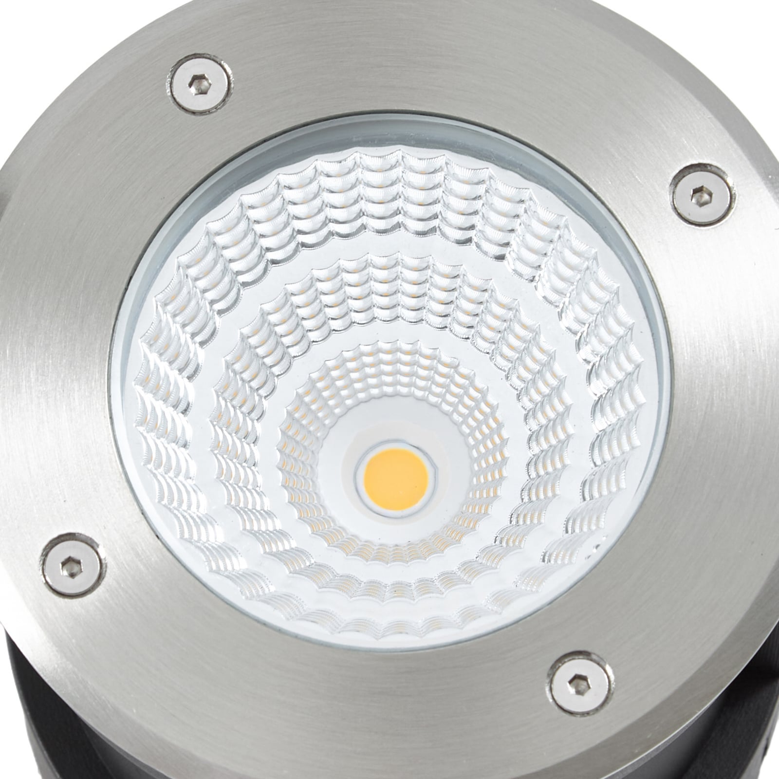 Arcchio LED-lattia-upotusspotti Thentos, Ø 12 cm, 60°, nikkeli, IP67