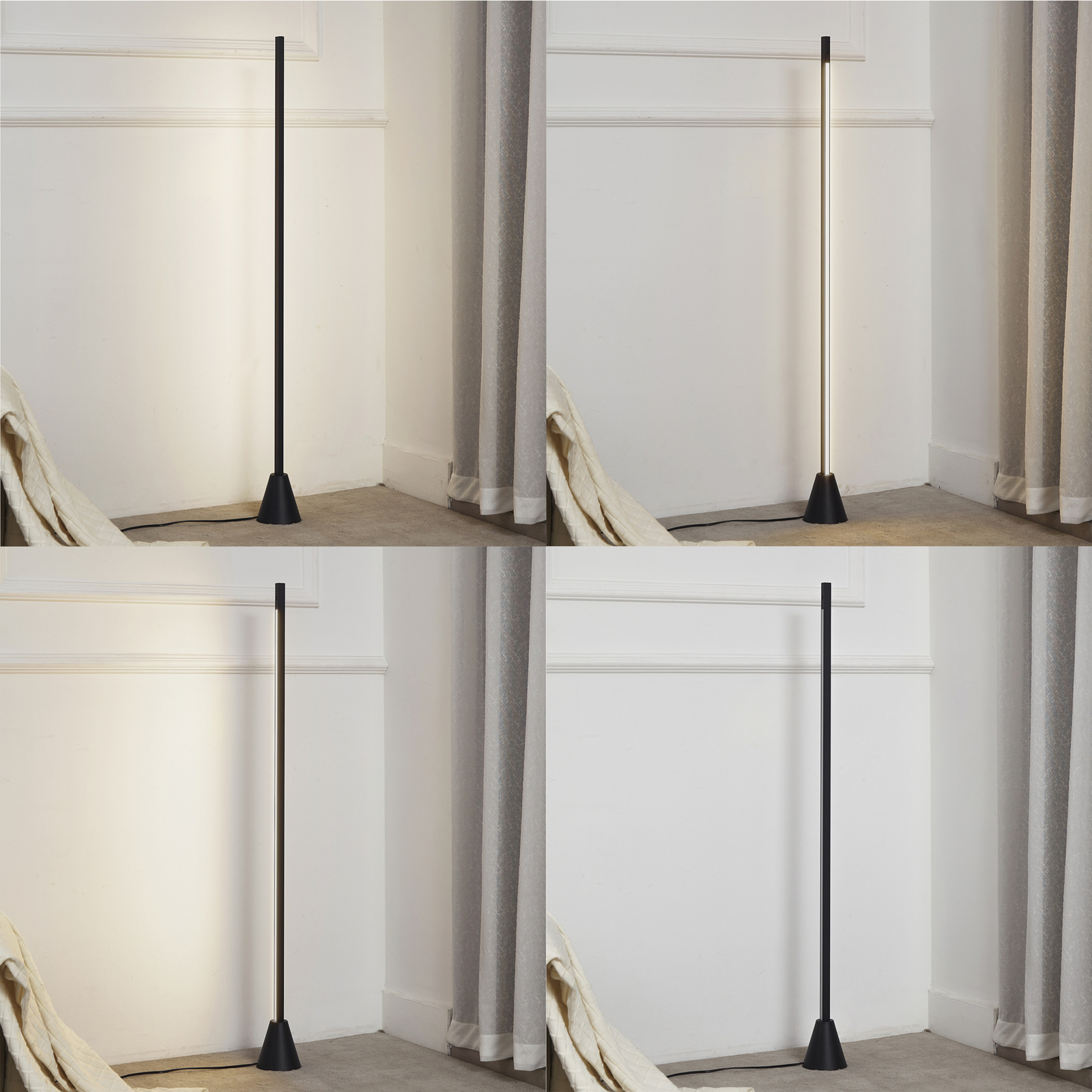 Lucande LED-golvlampa Linija, svart, höjd 110 cm, sensor