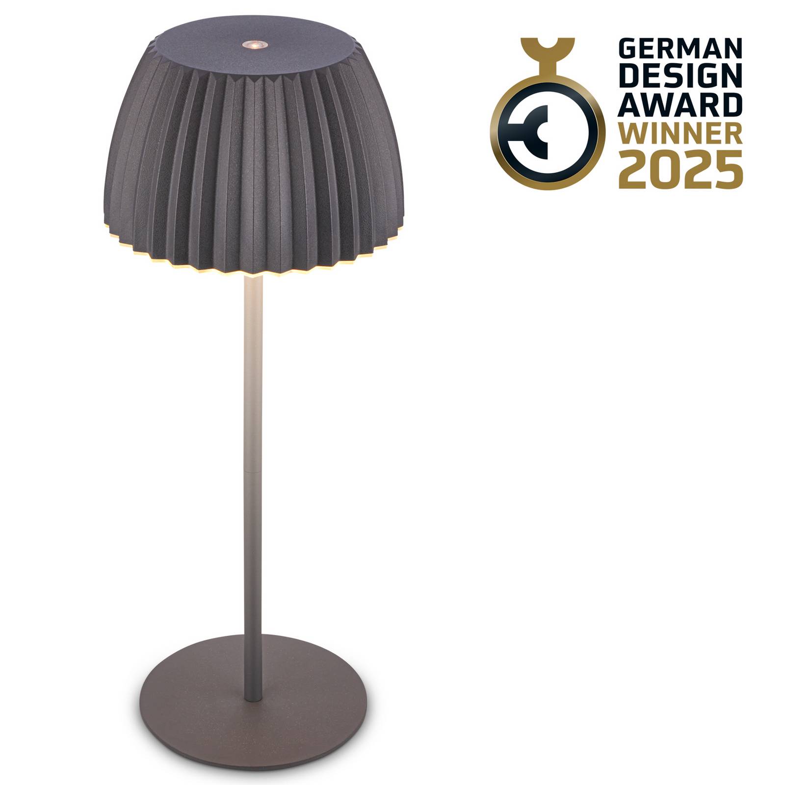 LED-Akku-Tischlampe Brilo unplugged Riffle, 36 cm, anthrazit