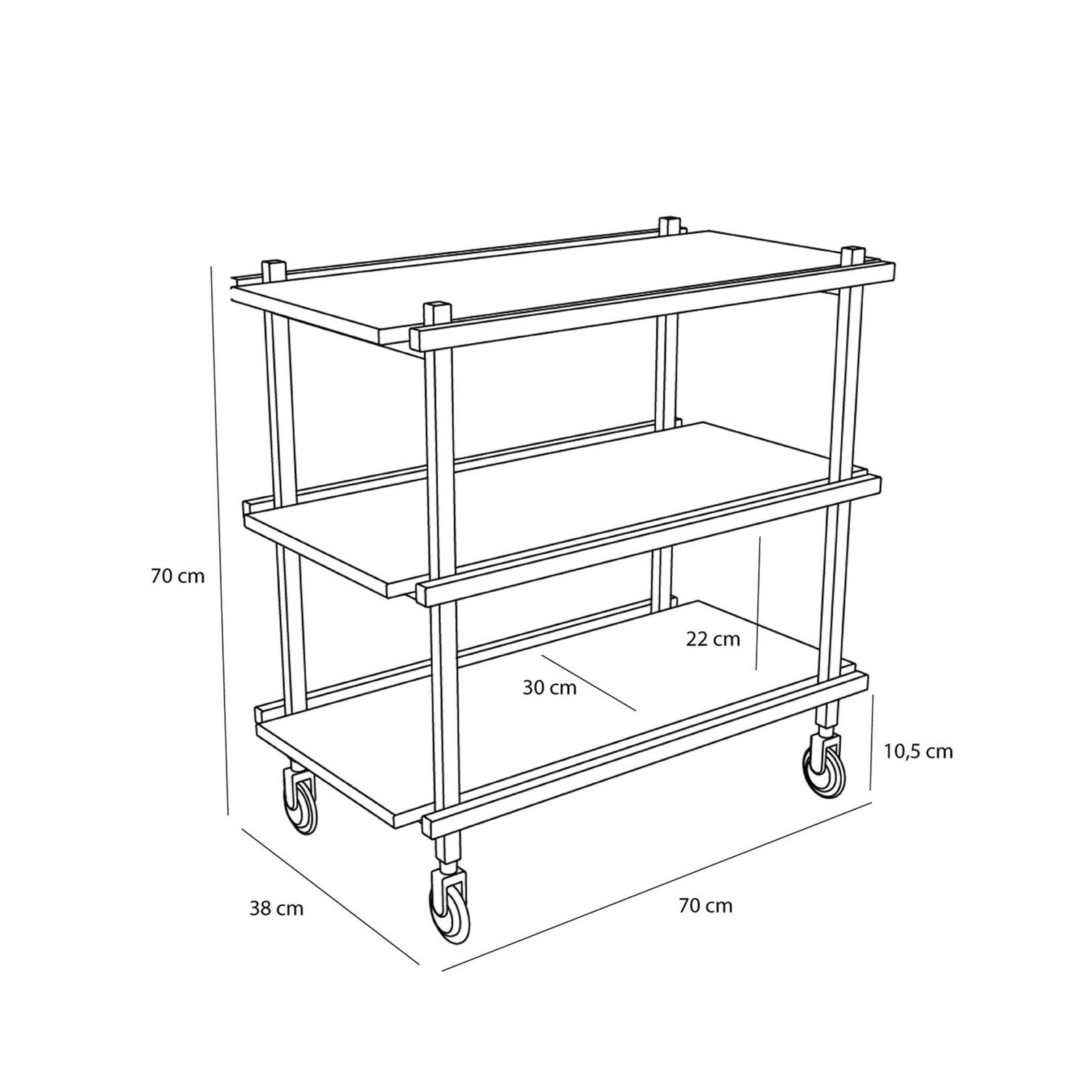 Carrello da portata Crayon in frassino, altezza 70 cm - Hübsch