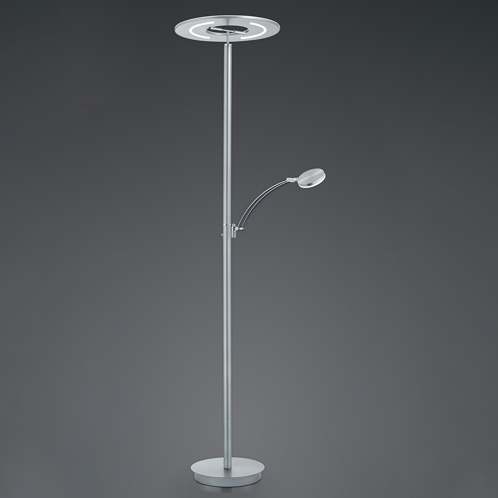 LED stojací lampa Monti z niklu čtecí lampička CCT