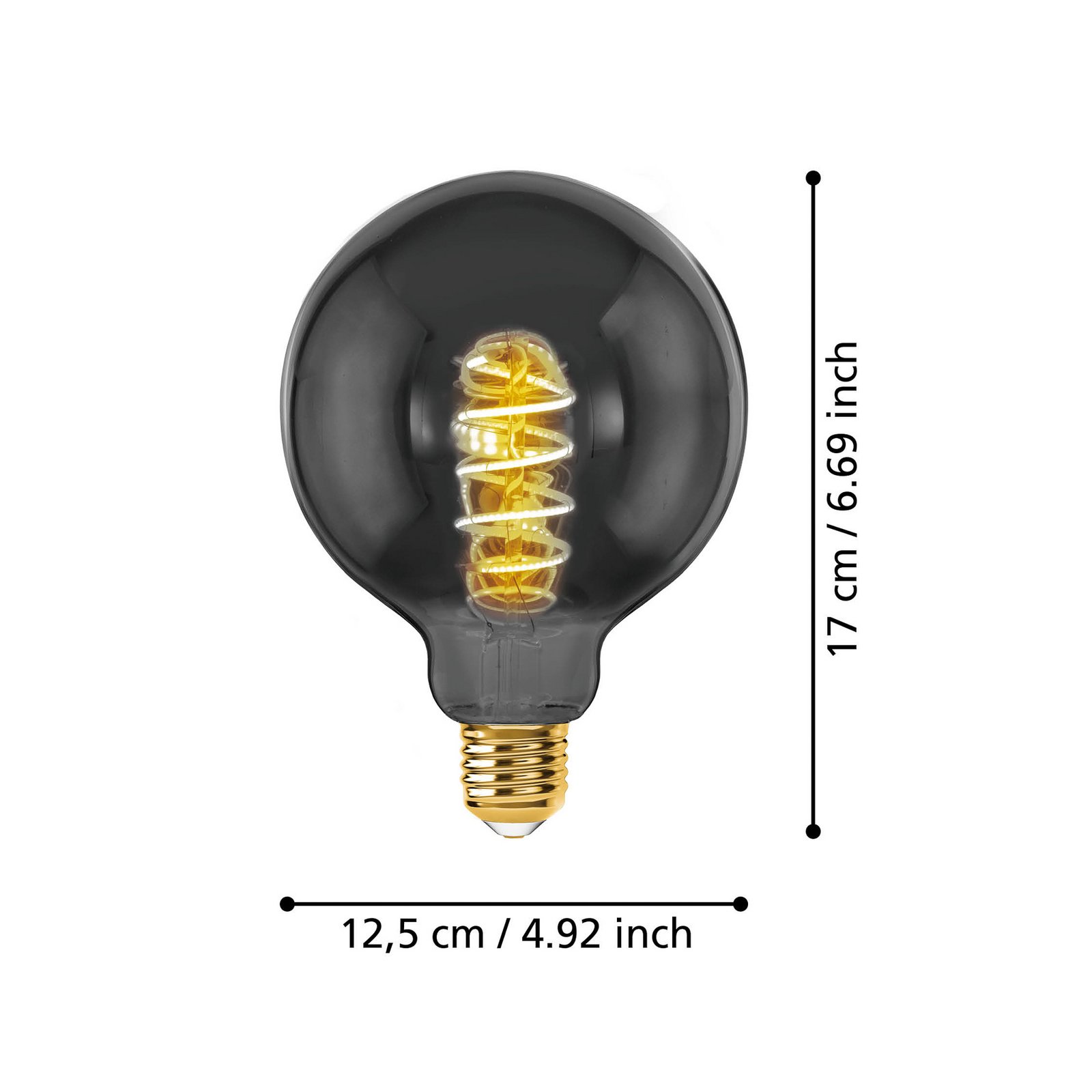 LED-Globe E27 G125 4W Filament schwarz-transparent