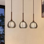 Lucande Tetira suspension 3 lampes allongée brune