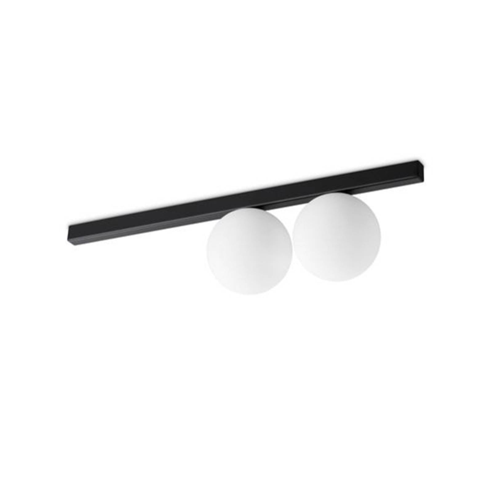 Ideal Lux Deckenlampe Binomio, schwarz, 2-flg., Metall, Glas