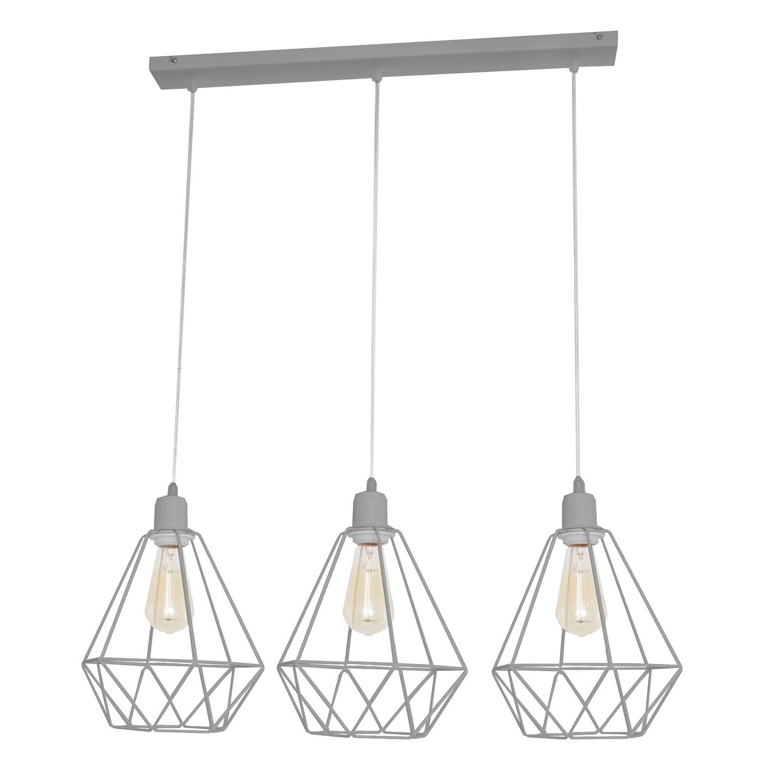 HELam Karo pendant light 3-bulb long grey | Other metals
