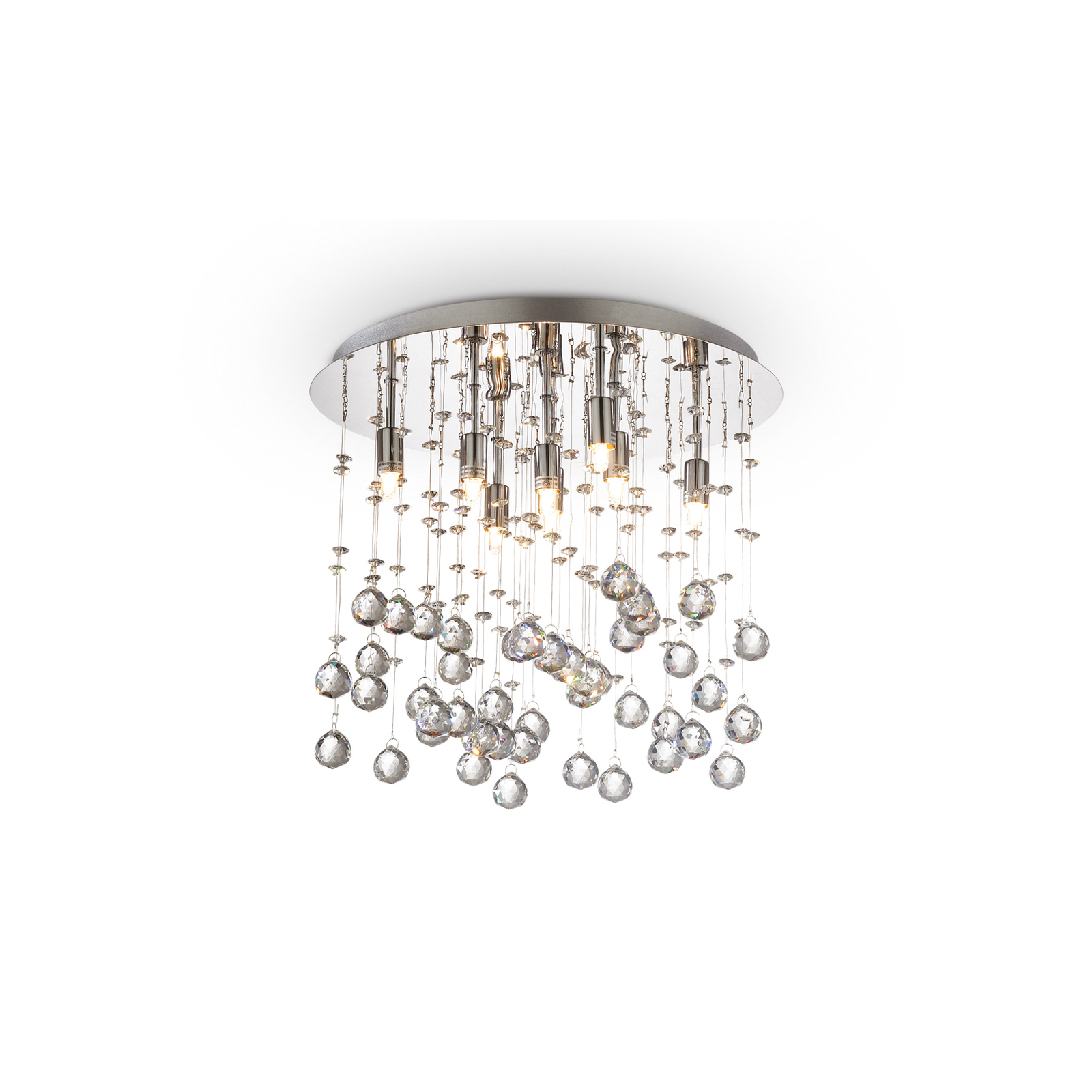 Ideal Lux stropna svetilka Moonlight krom kovinski kristal 8 luči.