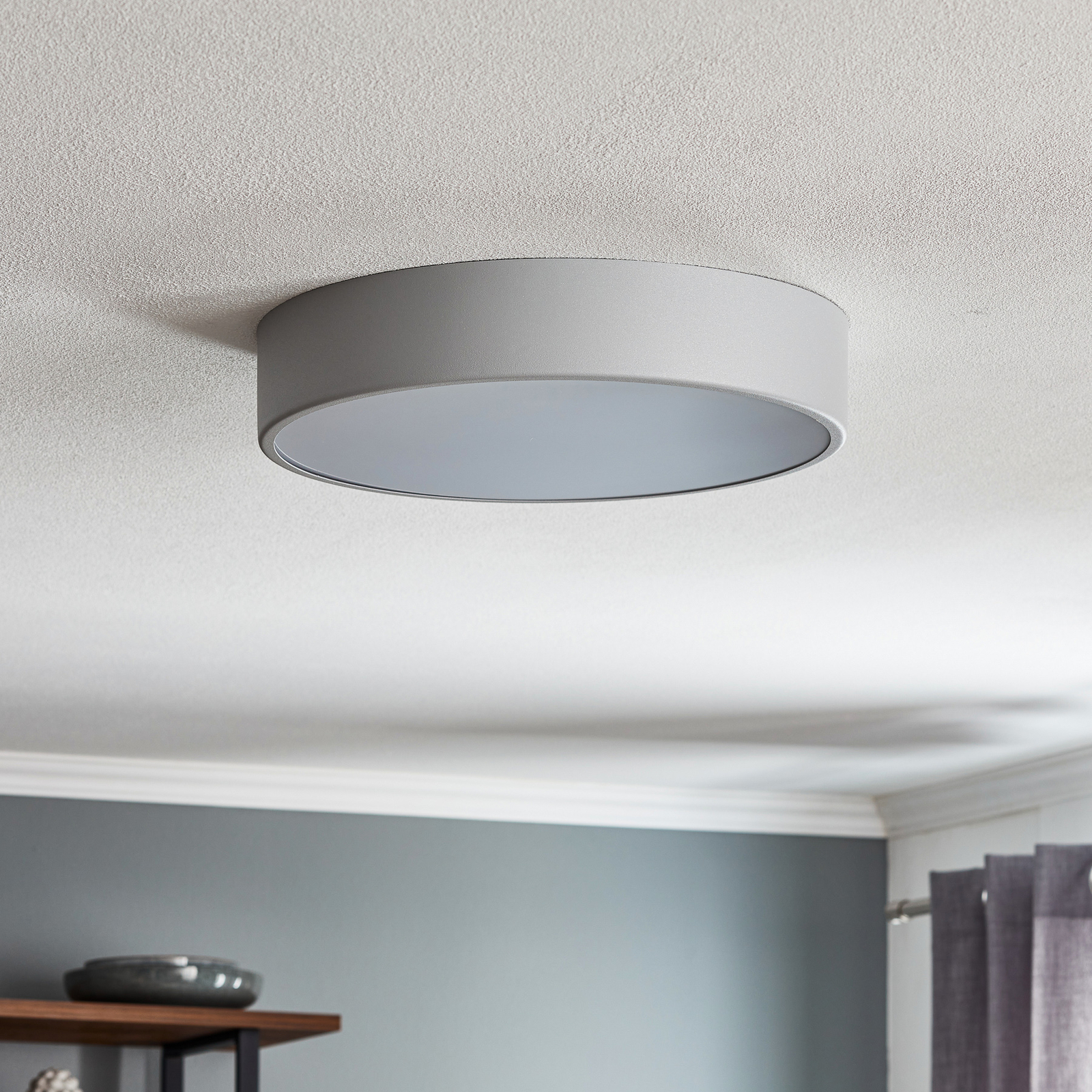 Cleo 400 ceiling light, IP54, Ø 40 cm grey