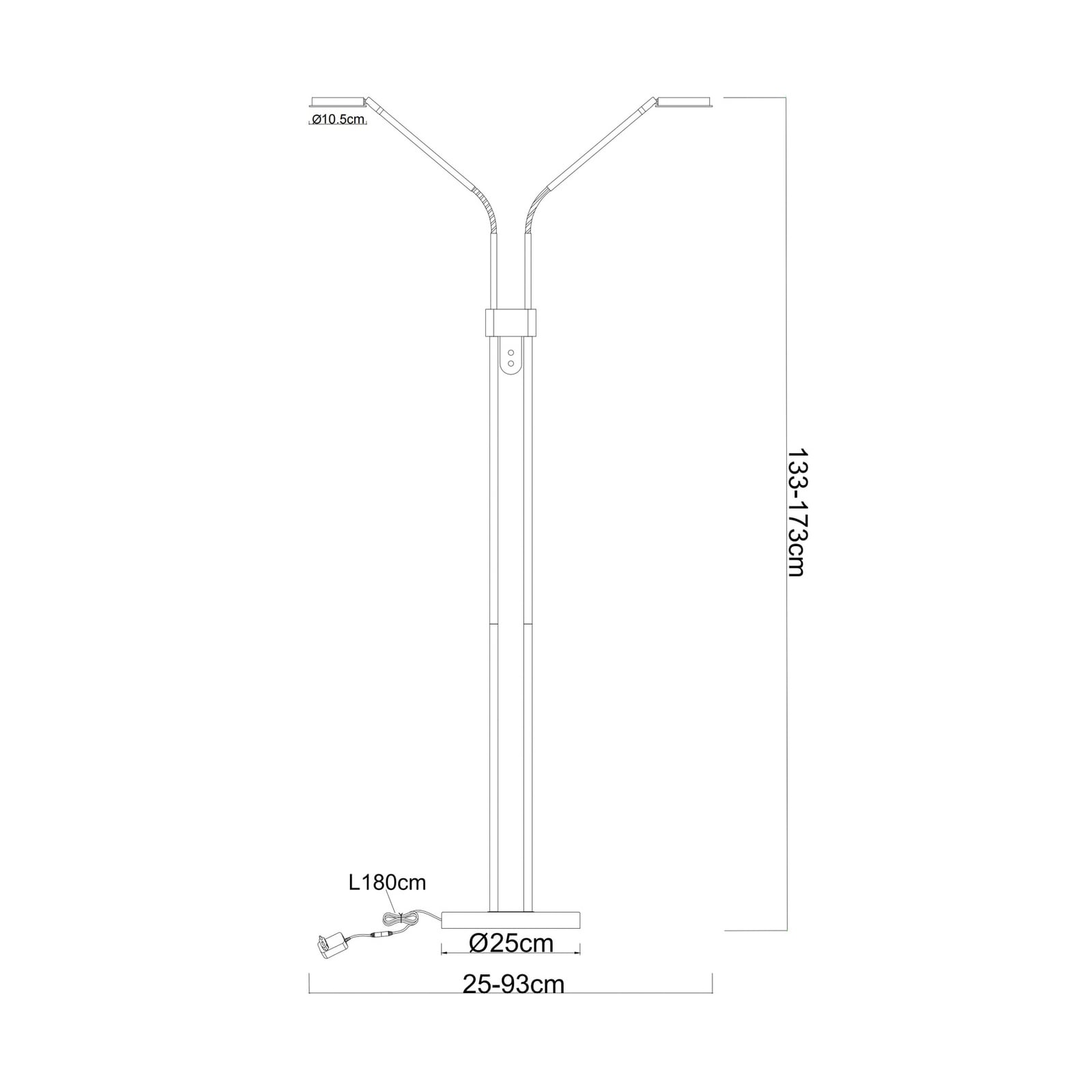 LED-lattiavalaisin Silvio, 2-lamppuinen, nikkeli, CCT, himmennettävä LED-lattiavalaisin Silvio, 2-lamppuinen, nikkeli, CCT, himmennettävä