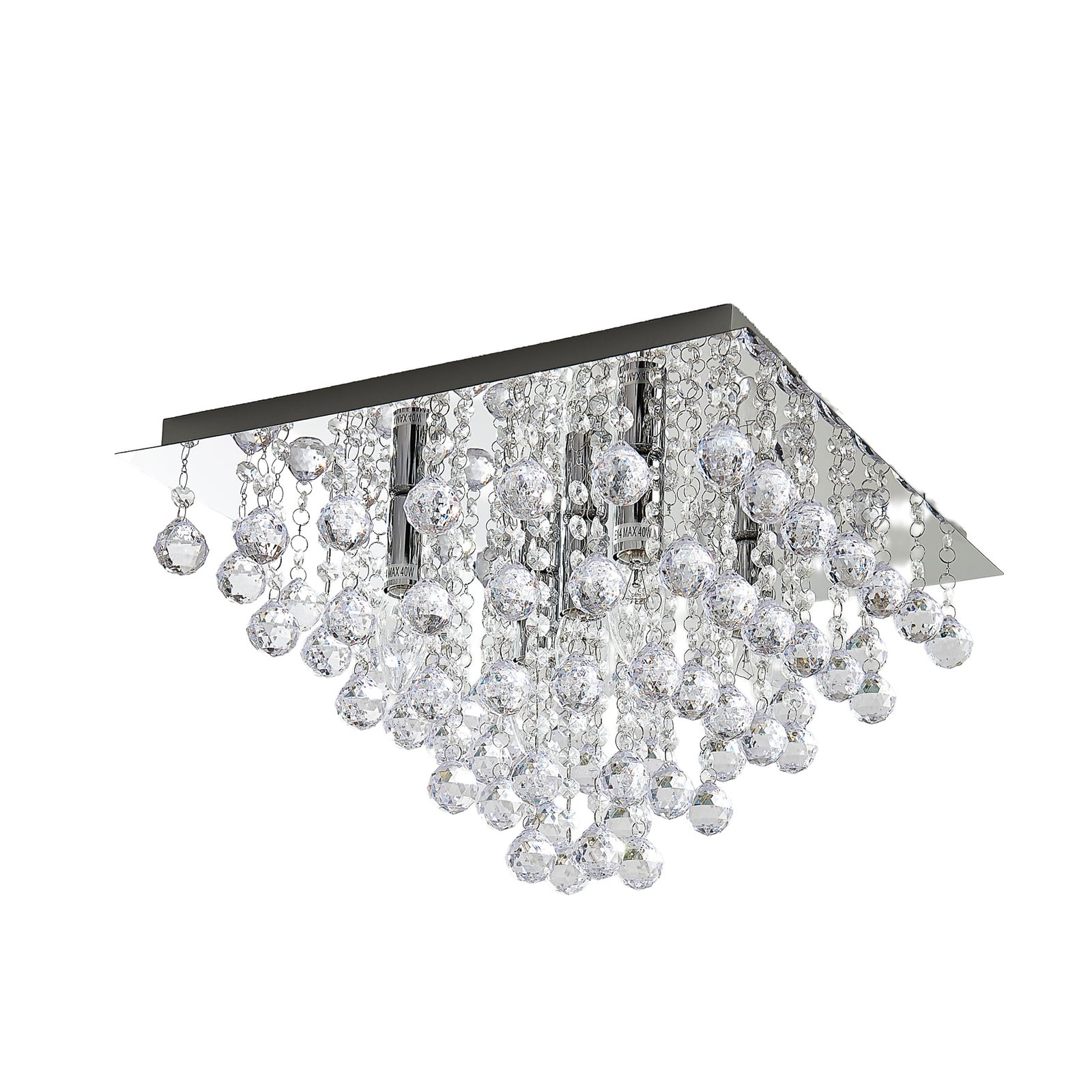 Lampa sufitowa Lindby Annica, kątowa, chrom, metal, 42cm