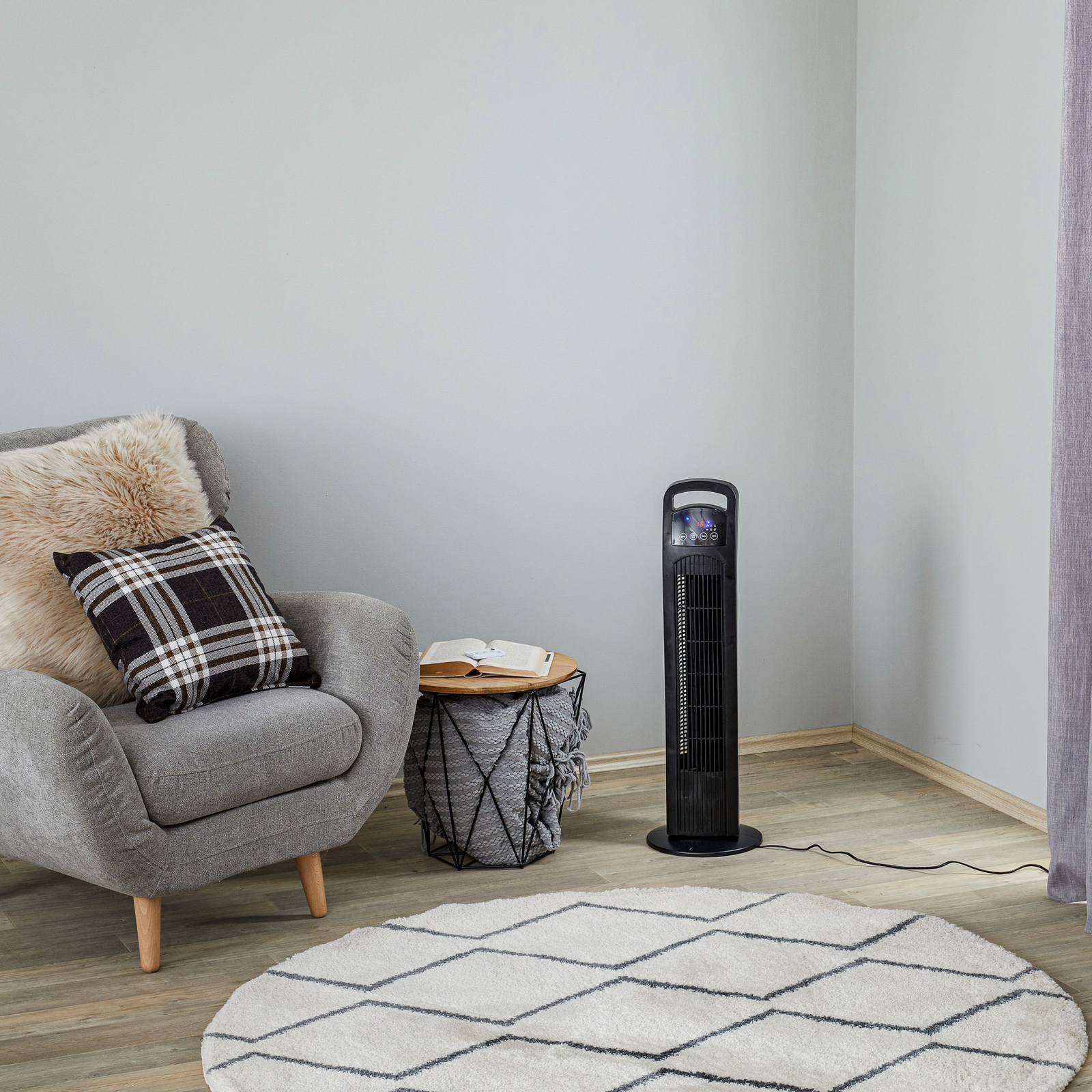 Starluna Alward Turmventilator in Schwarz, Timer