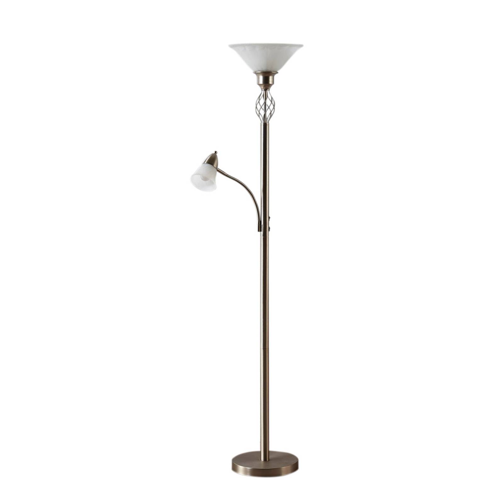 Lampadaire Dunja couleur nickel avec liseuse