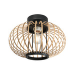 Φωτιστικό οροφής Bloeba, μαύρο, με ράβδους από μπαμπού, Ø 31 cm
