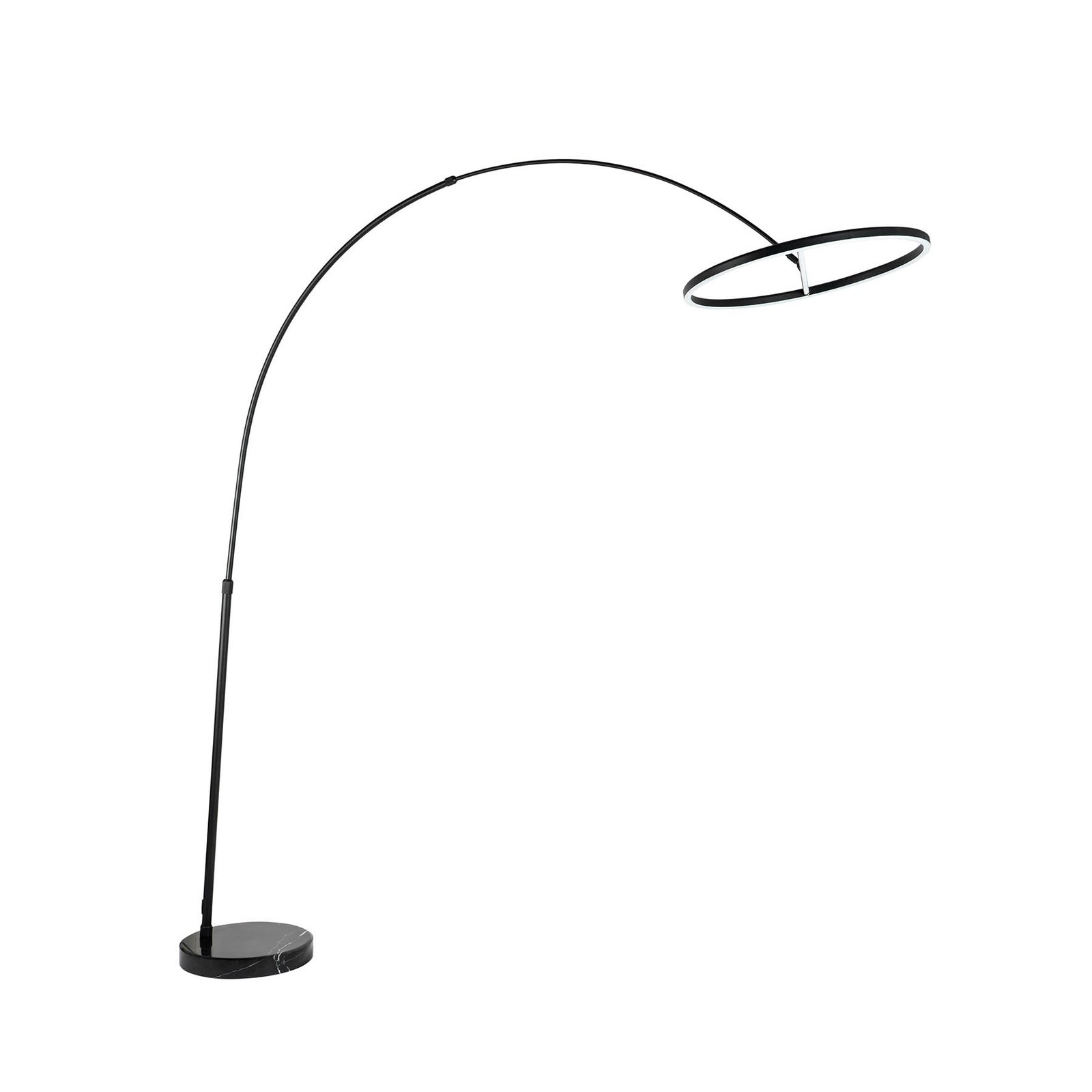 Lucande Virvera LED-gulvlampe med bue, rund, svart