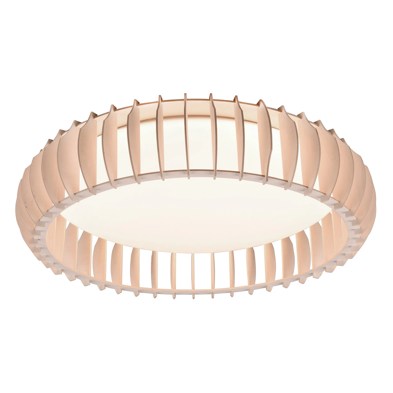 LED plafondlamp Monte, CCT, Ø 60 cm, licht hout