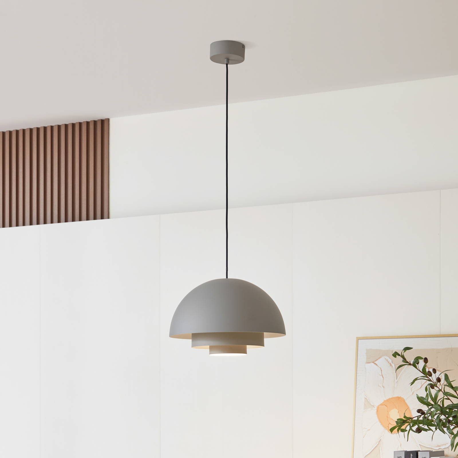 Lucande Nymara hanglamp, grijs, aluminium, Ø 40 cm