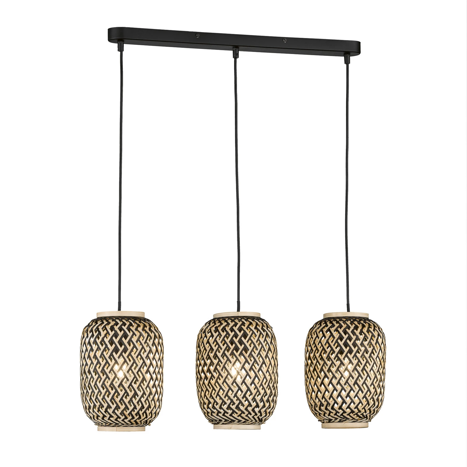 Lampada a sospensione Hummel di bambù, 3 luci