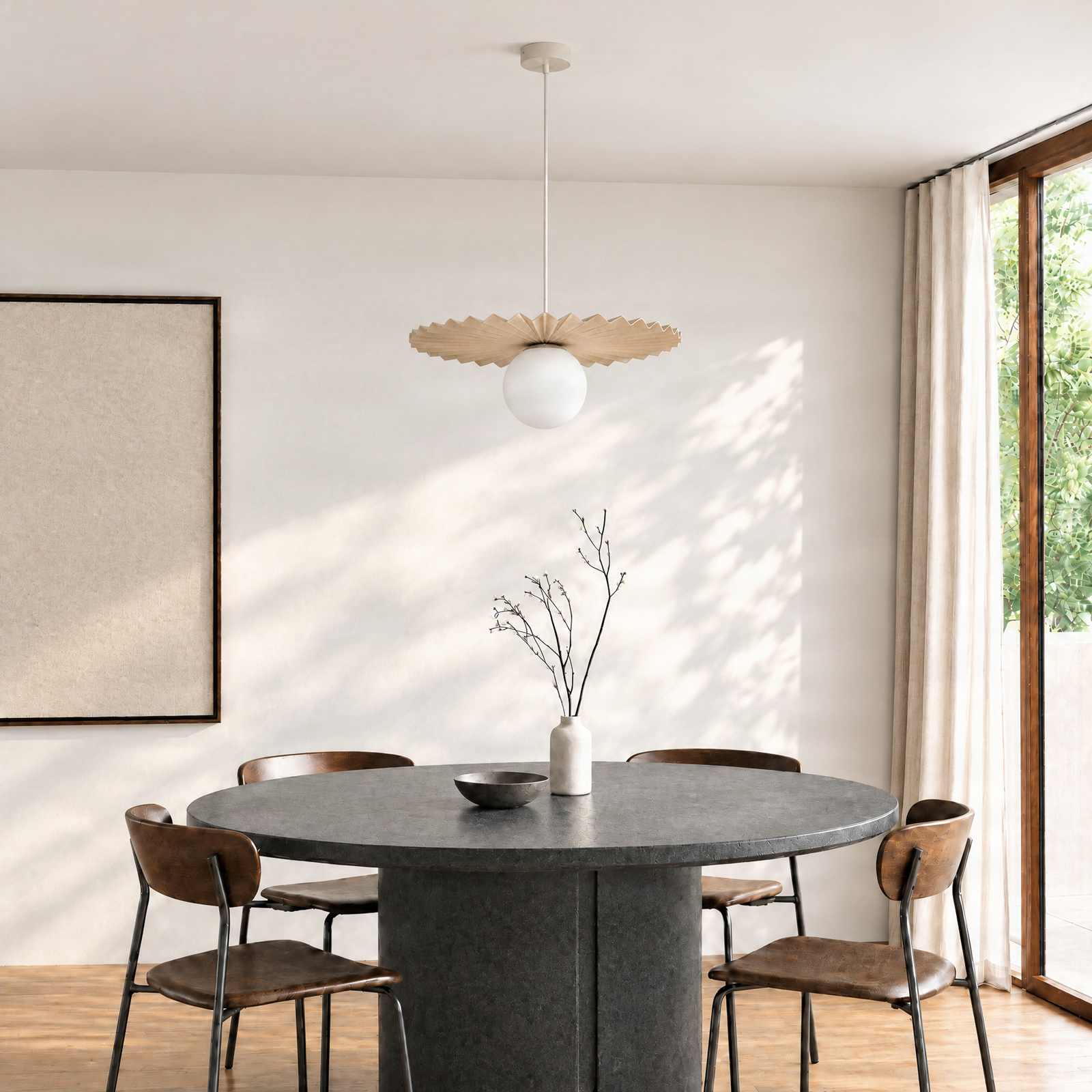 Suspension Fiore, gris-beige, Ø 40 cm, verre Suspension Fiore, gris-beige, Ø 40 cm, verre