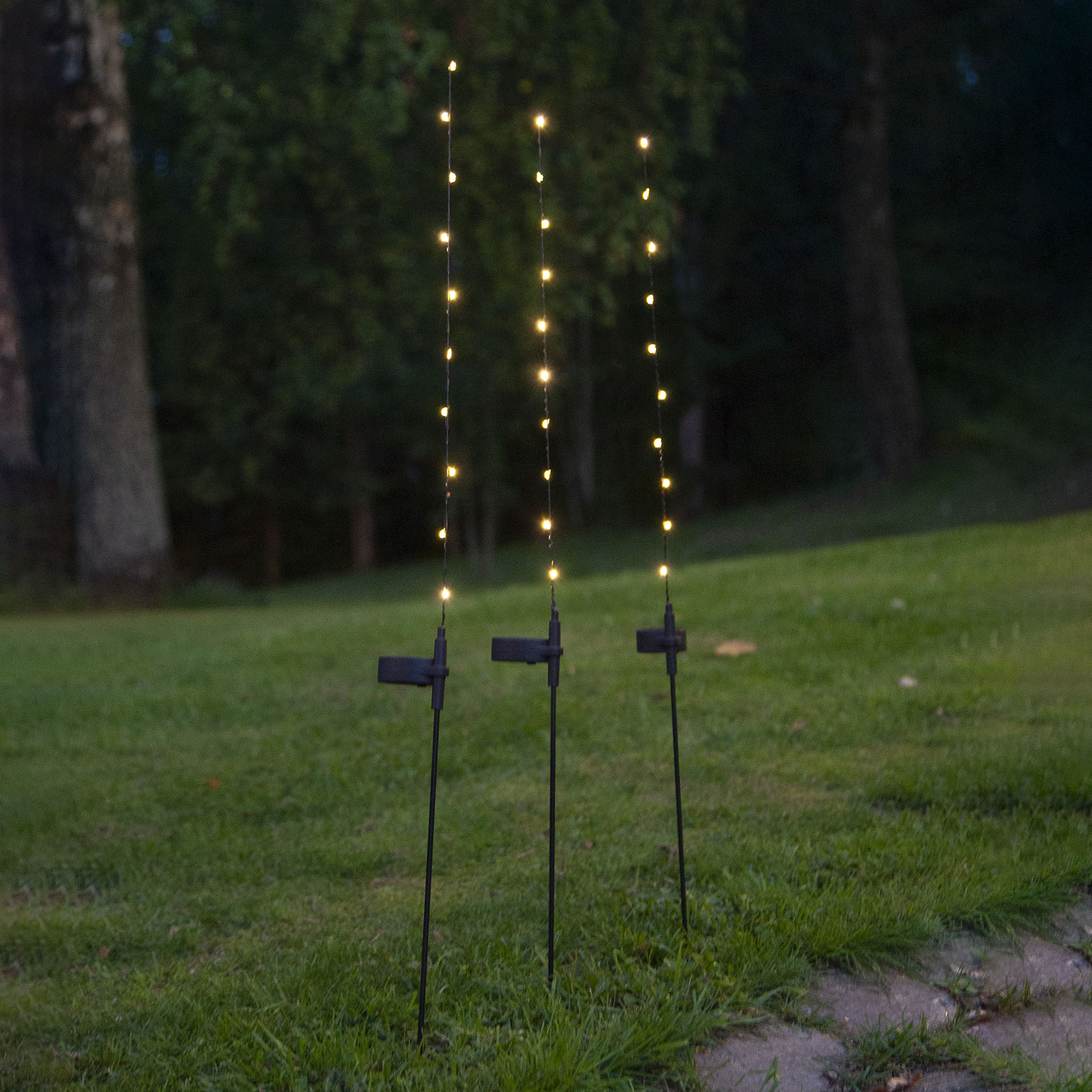 Best Season Flexy LED solar light, set of three, metal, 0.3 W, W: 6 cm, H: 80 cm