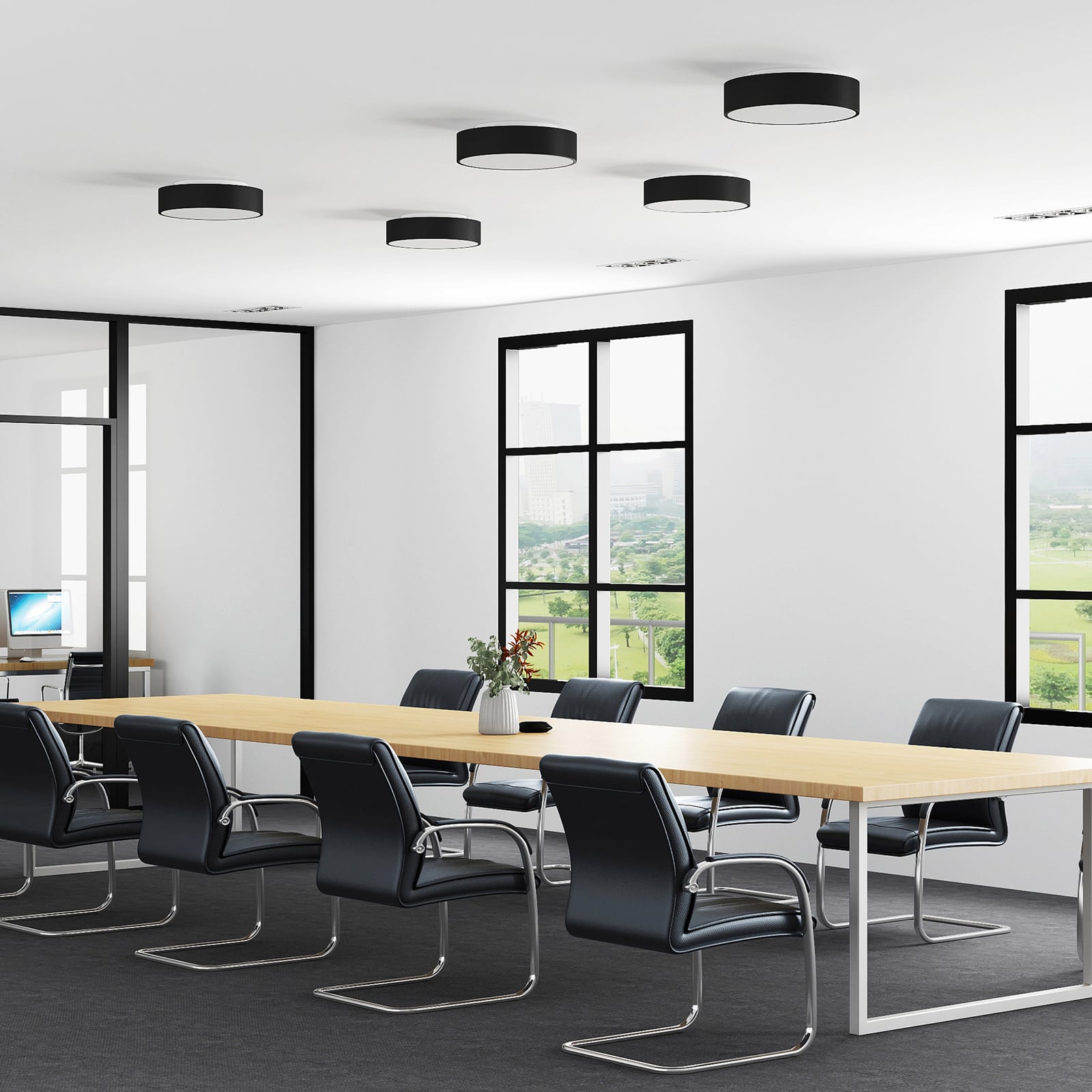 Vanida LED stropna svjetiljka, crna, Ø 40 cm, gore/dolje - Arcchio