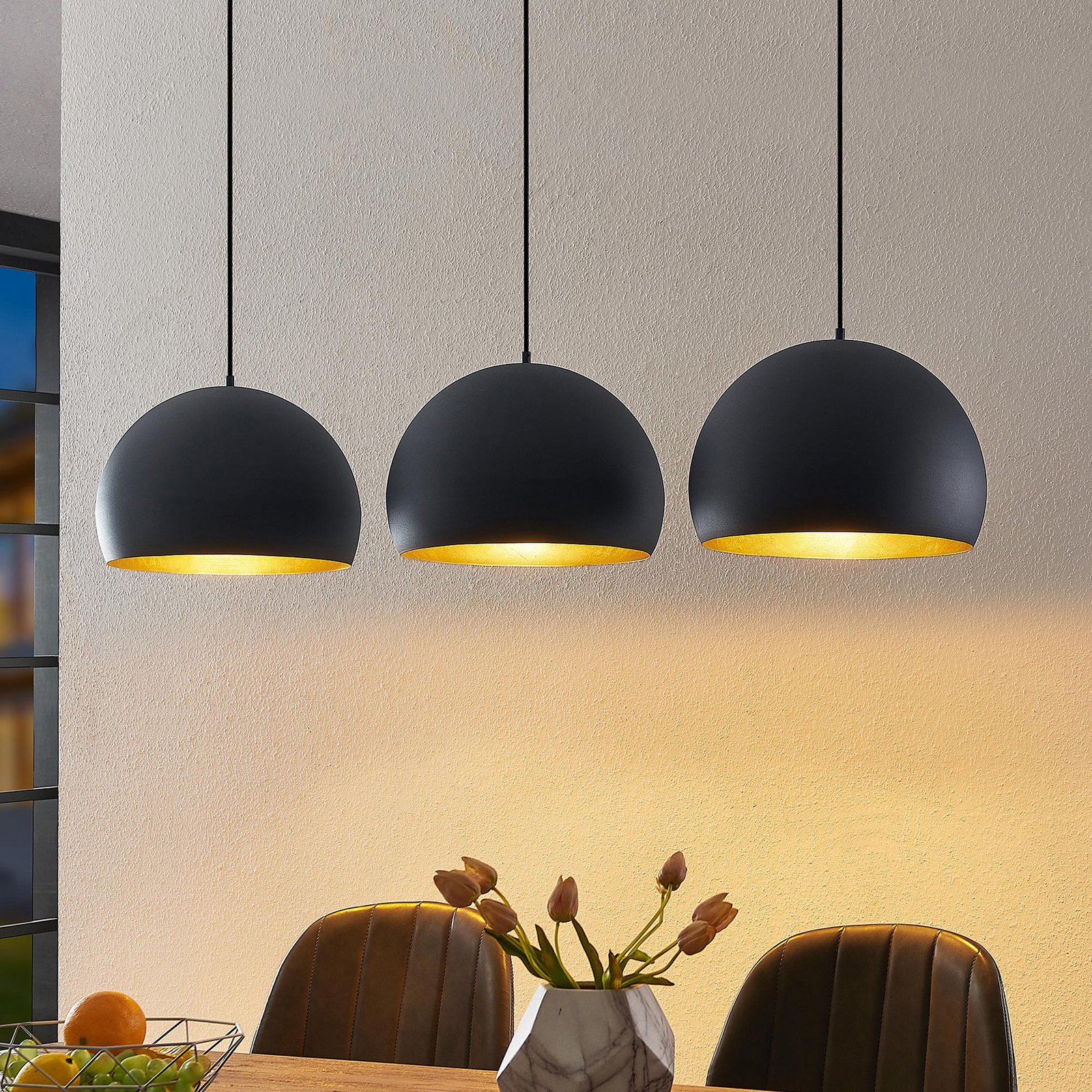 Tarjei Lampa Wisząca L146 Black/Gold - Lindby