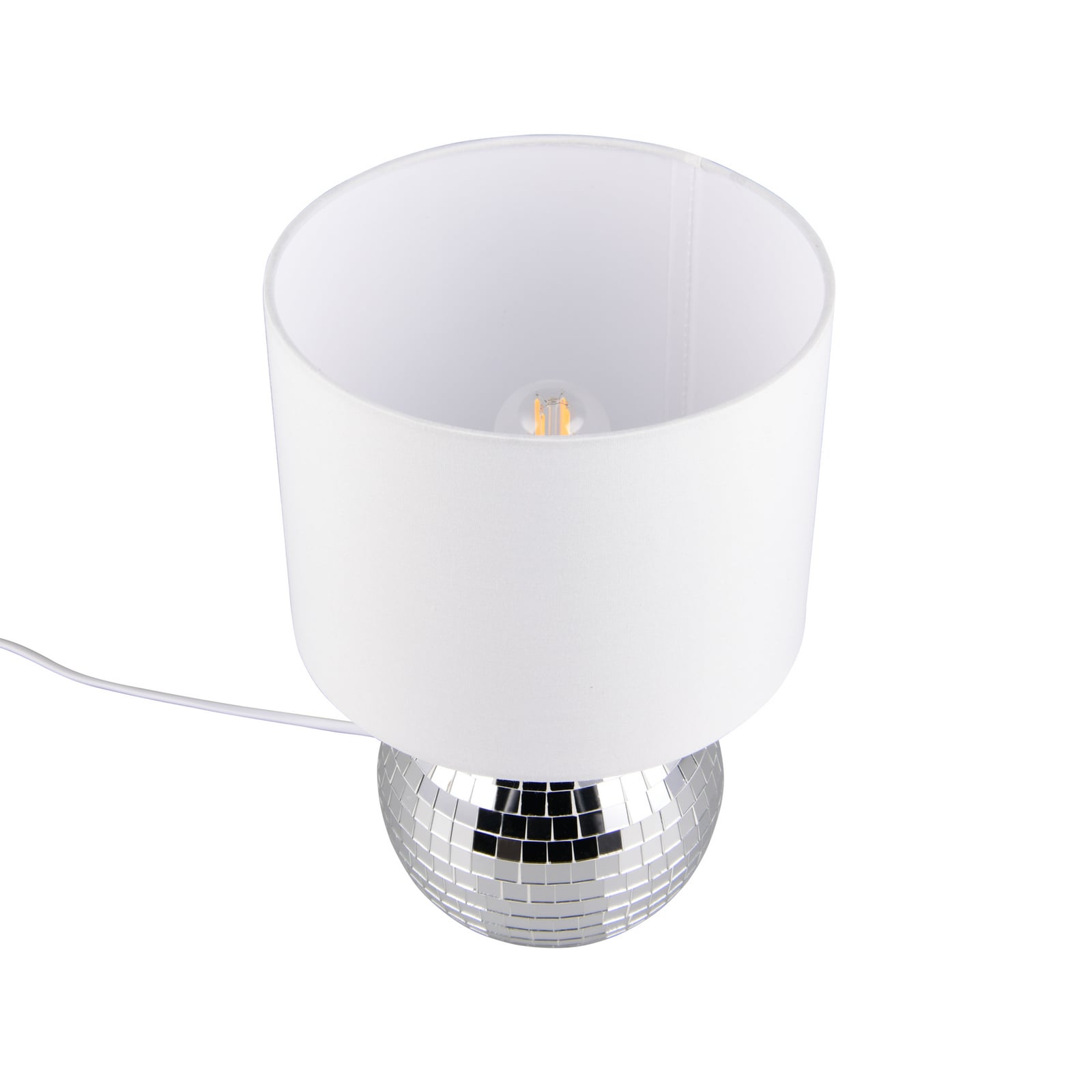 Lampe à poser Glitza, chrome/blanc, tissu, plastique, E14