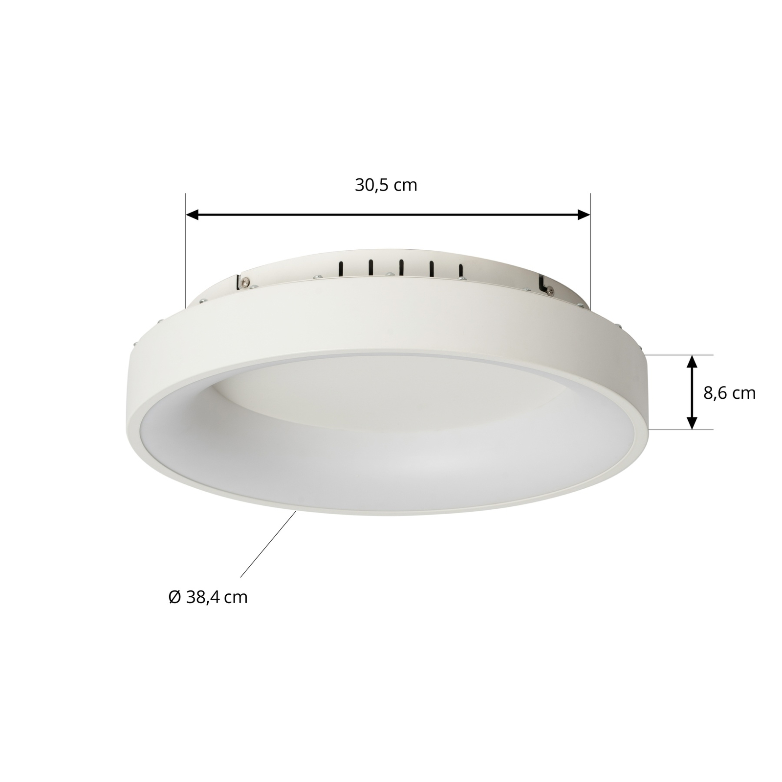 Plafonnier LED Lucande Samvel, Ø 38,4 cm, blanc, fer