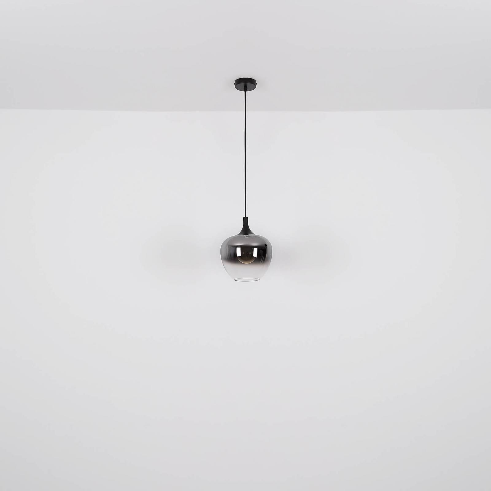 Lampa wisząca Maxy, długość 86 cm, dymny szary, szkło, 6-punktowa.