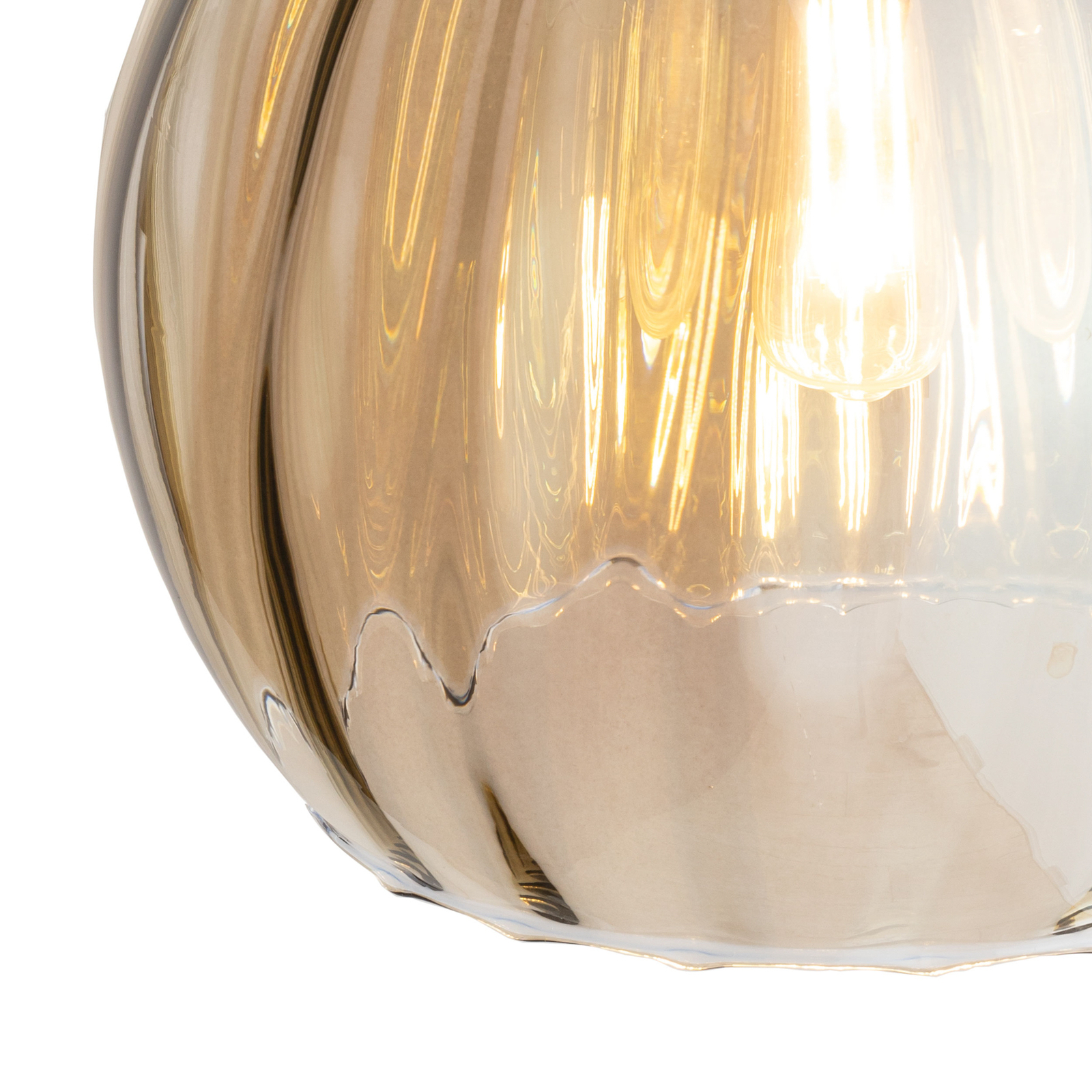Závesné svietidlo Devi, sklo, jantárová farba, jedno svetlo, Ø 25 cm