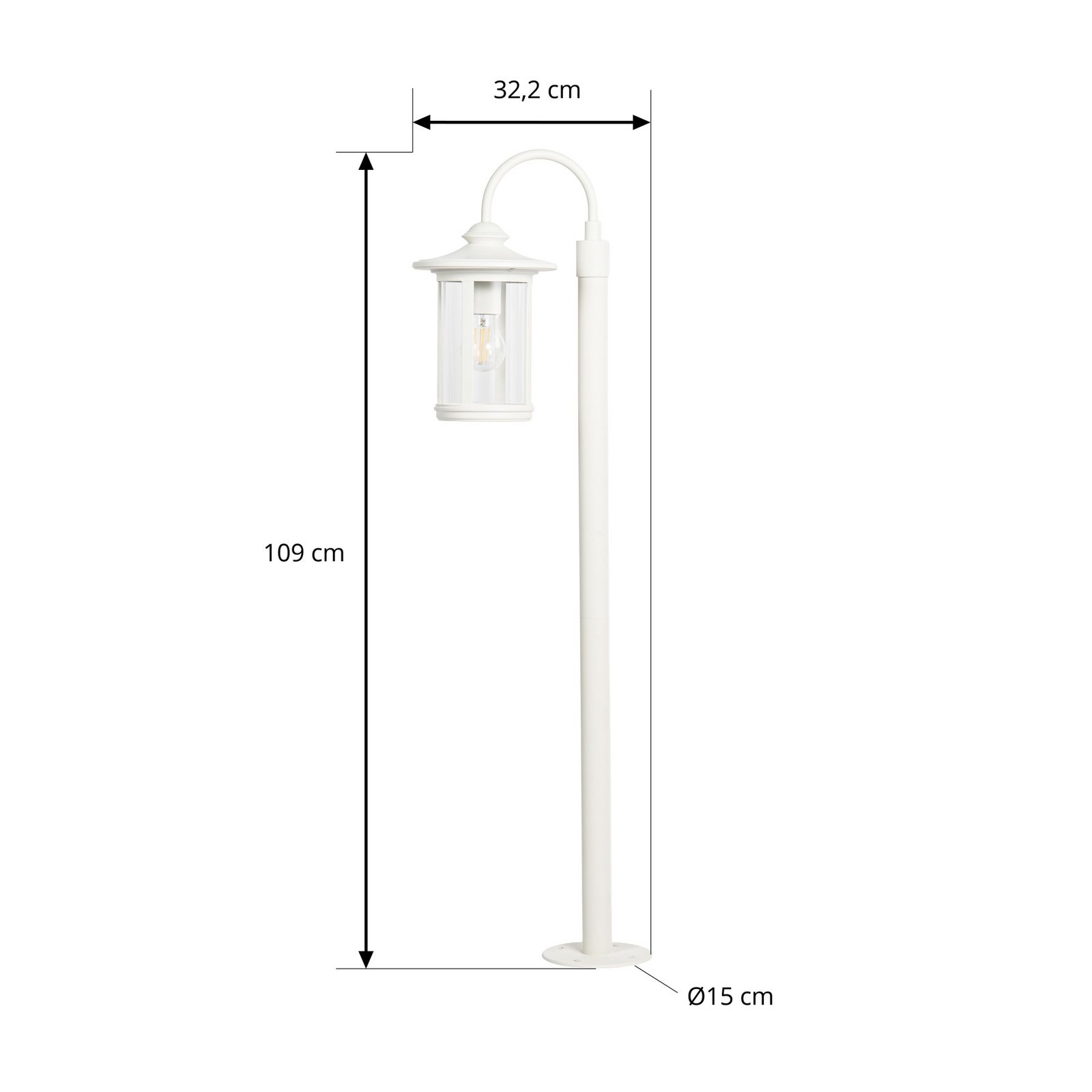 Zaynösvény világítás, üveg, magasság 109 cm, fehér, IP65 - Lindby