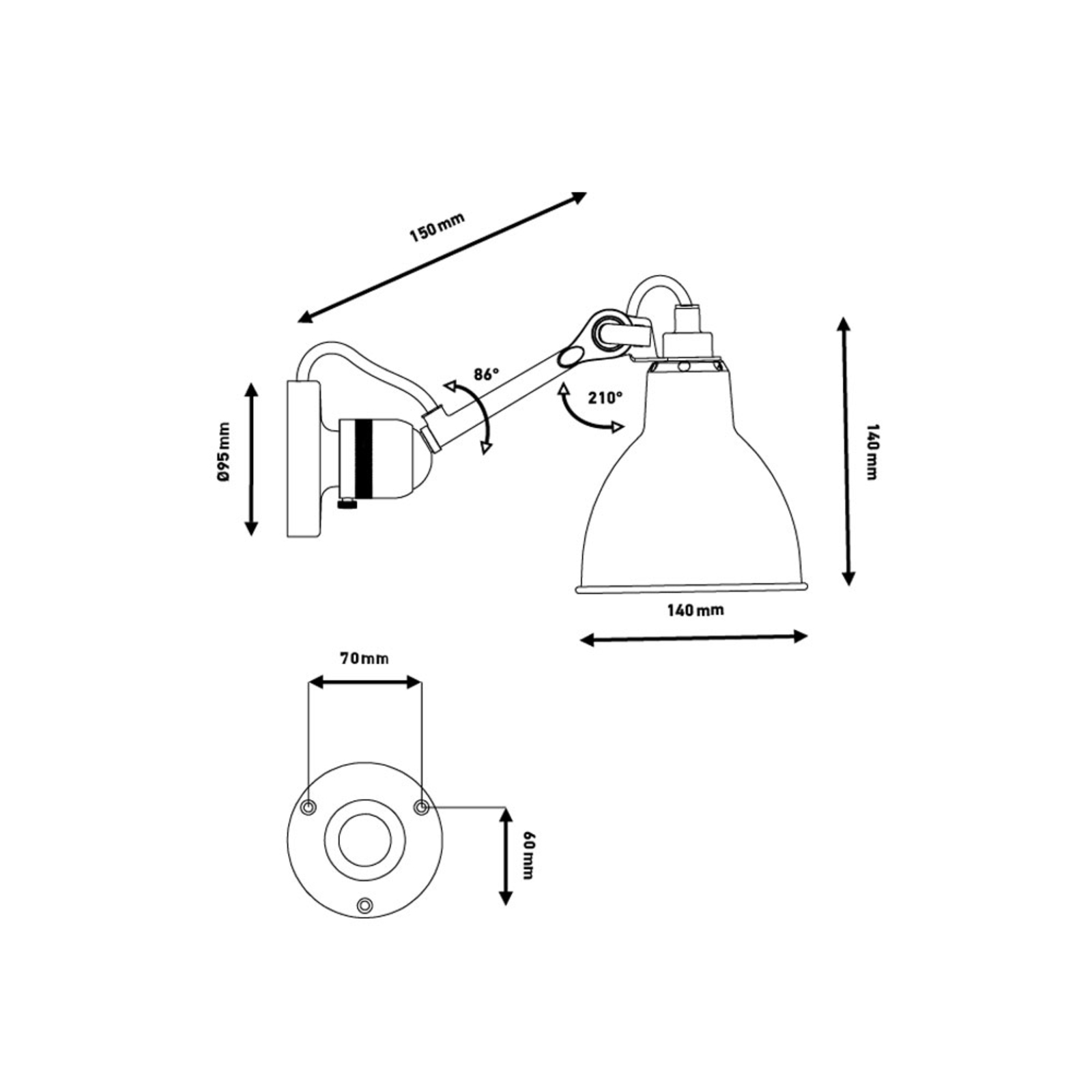 304CA Vägglampa Svart - Lampe Gras