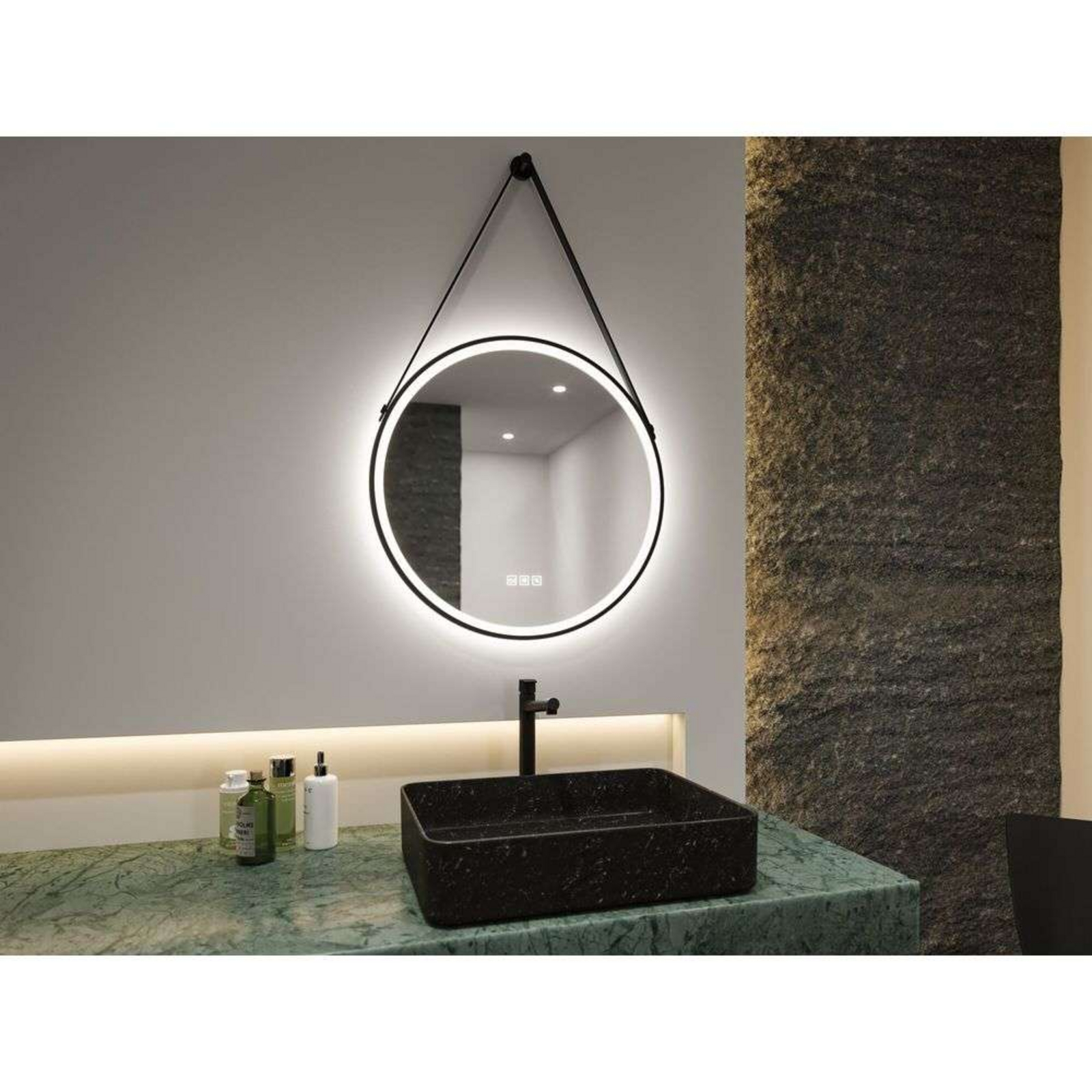 Mirra LED Illuminated Mirror IP44 Dim. Negru/Mirror - Paulmann