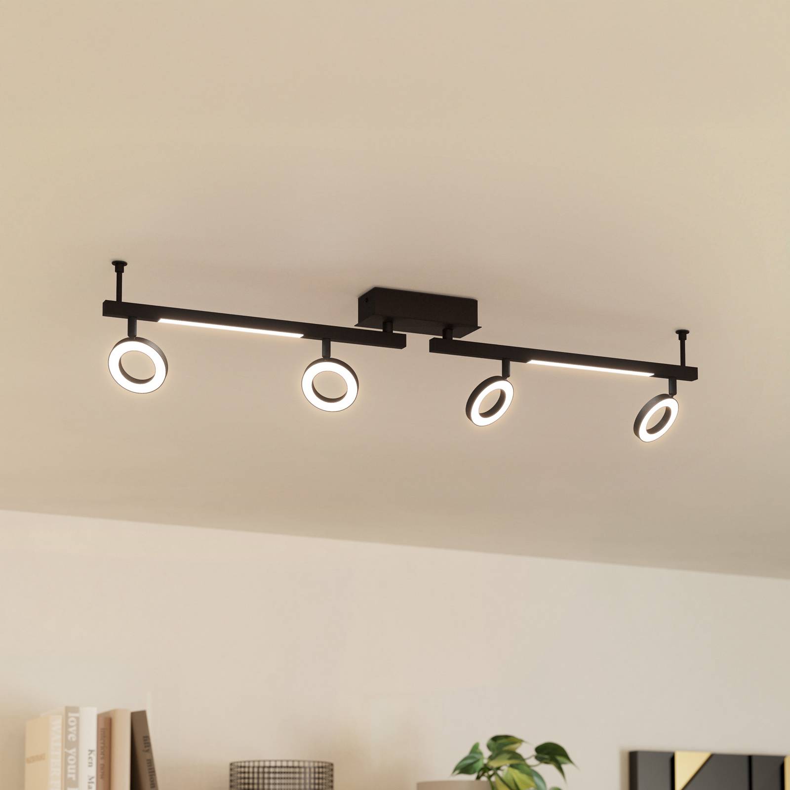 LED-Deckenspot Cardillio 2 schwarz mit vier Ringen günstig online kaufen