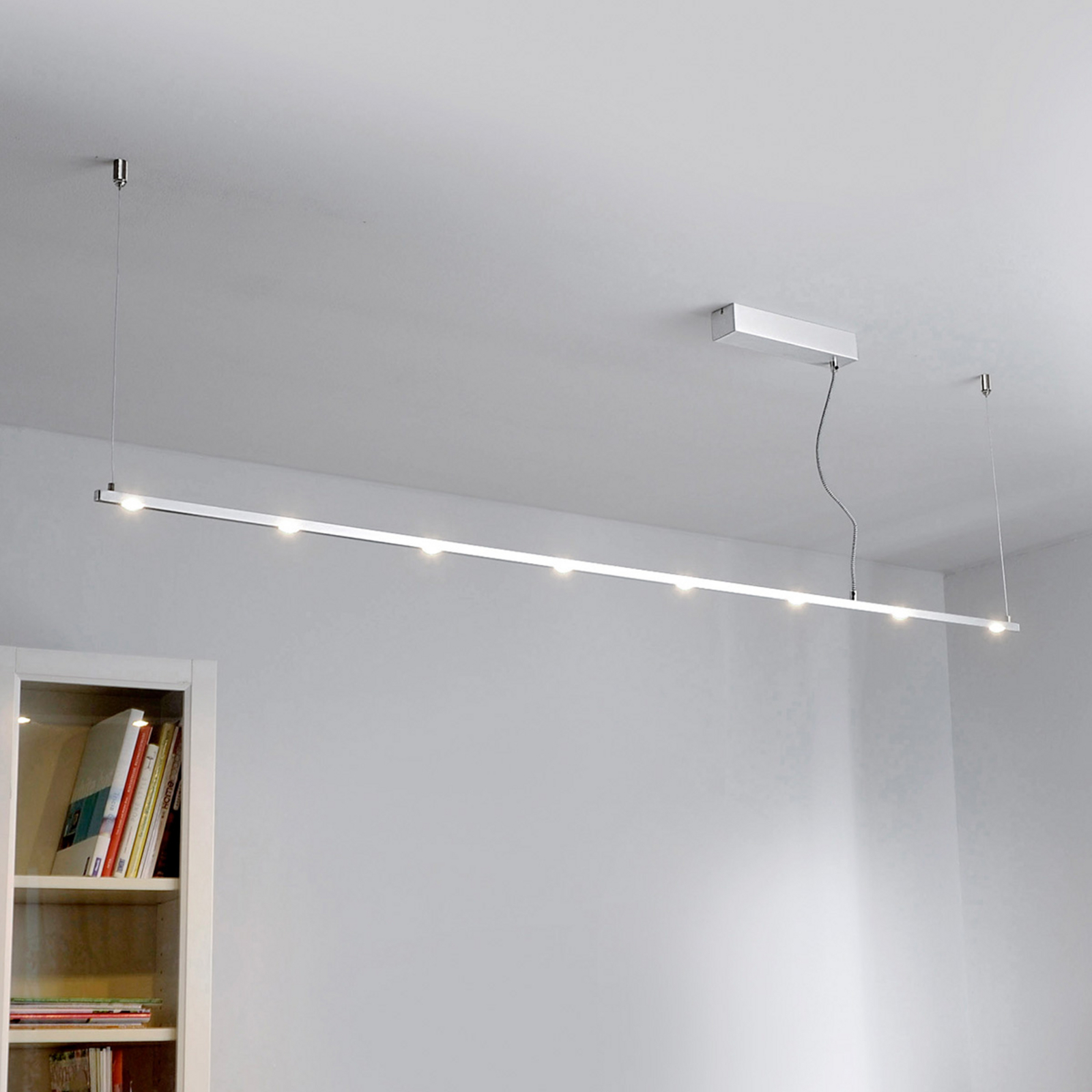 Lucande Pero - LED pendant lamp, made in Germany, for Living / Dining Room, Aluminium, steel, 4.5 W, energy efficiency: A+, L: 180 cm, W: 1.5 cm, H: 1.5 cm