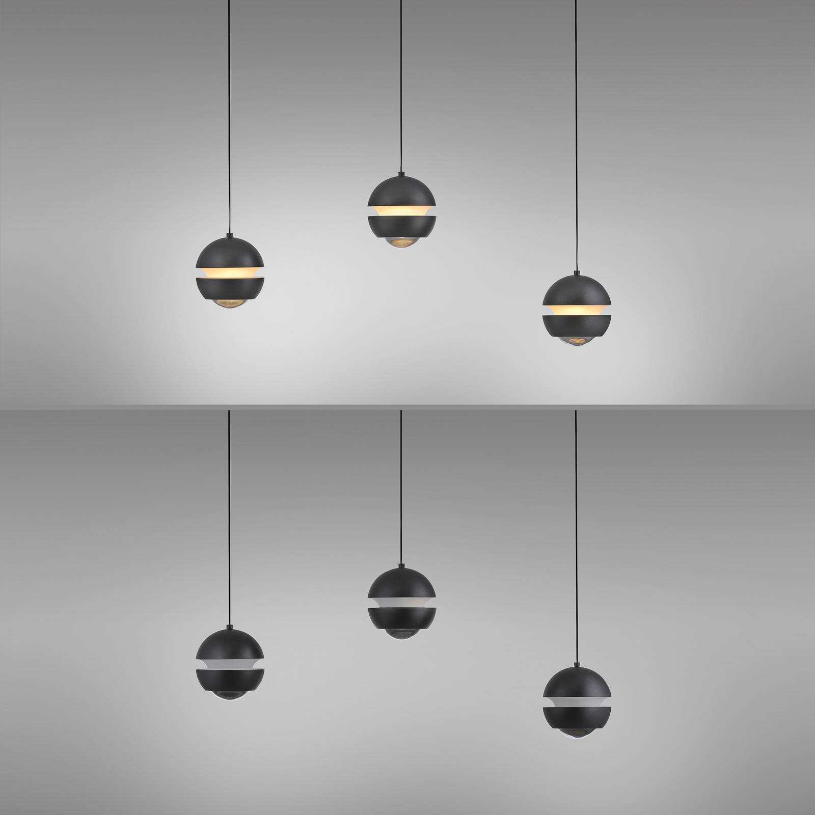 Schöner Wohnen żyrandol LED Lini czarna 3-punktowa długość 3000 K