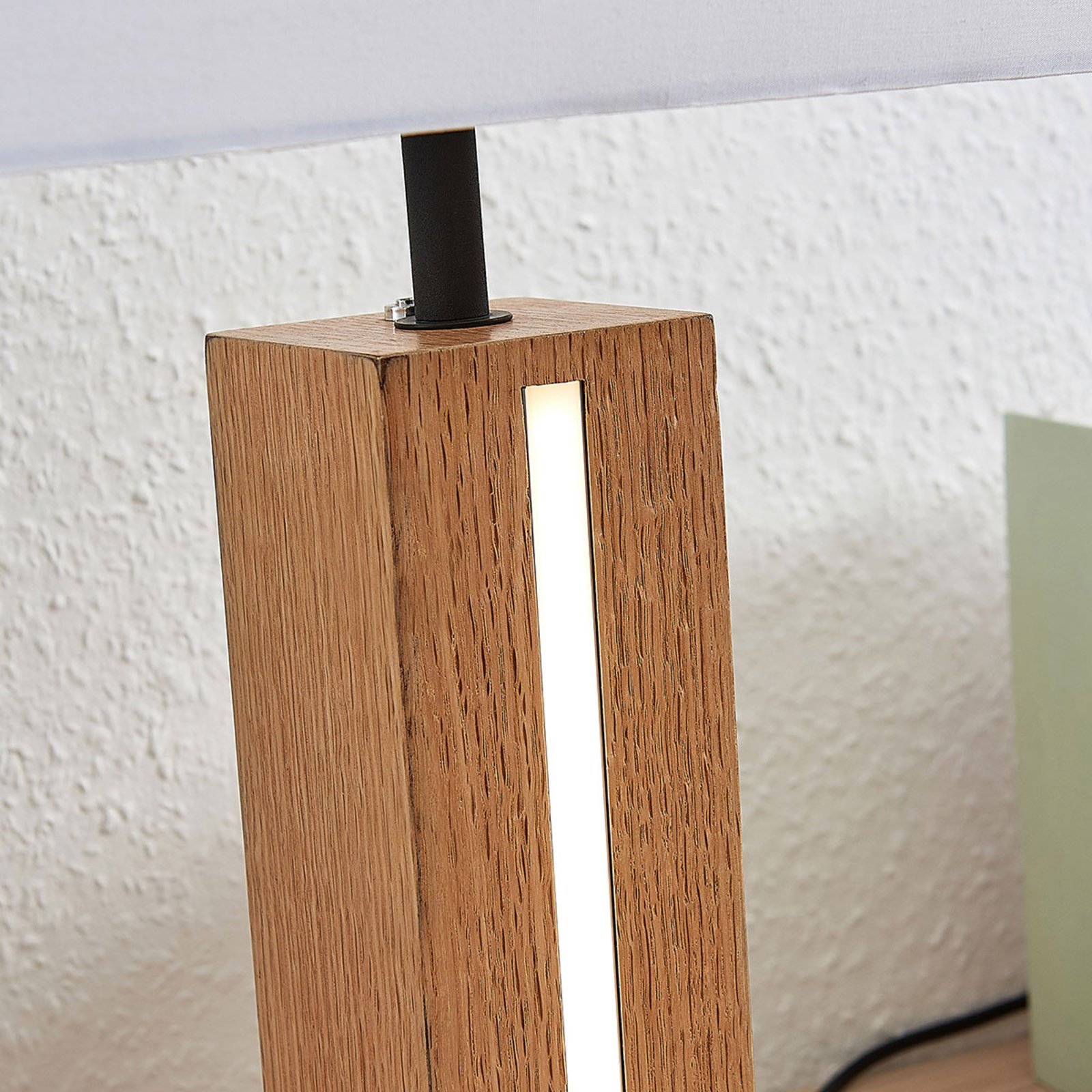 Garry Square Stolní Lampa White/Wood - Lindby