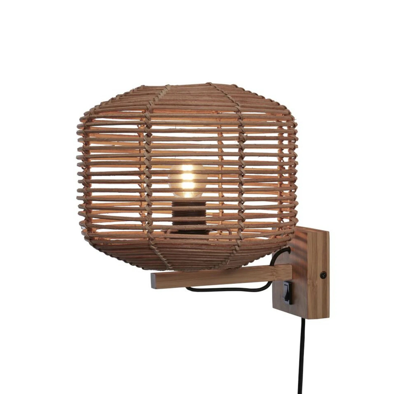 GOOD & MOJO Aplique de pared Tanami con enchufe, 25 x 20 cm, color natural