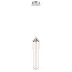 ESPADA LED pendant light, polished chrome, Ø 15 cm, metal/glass