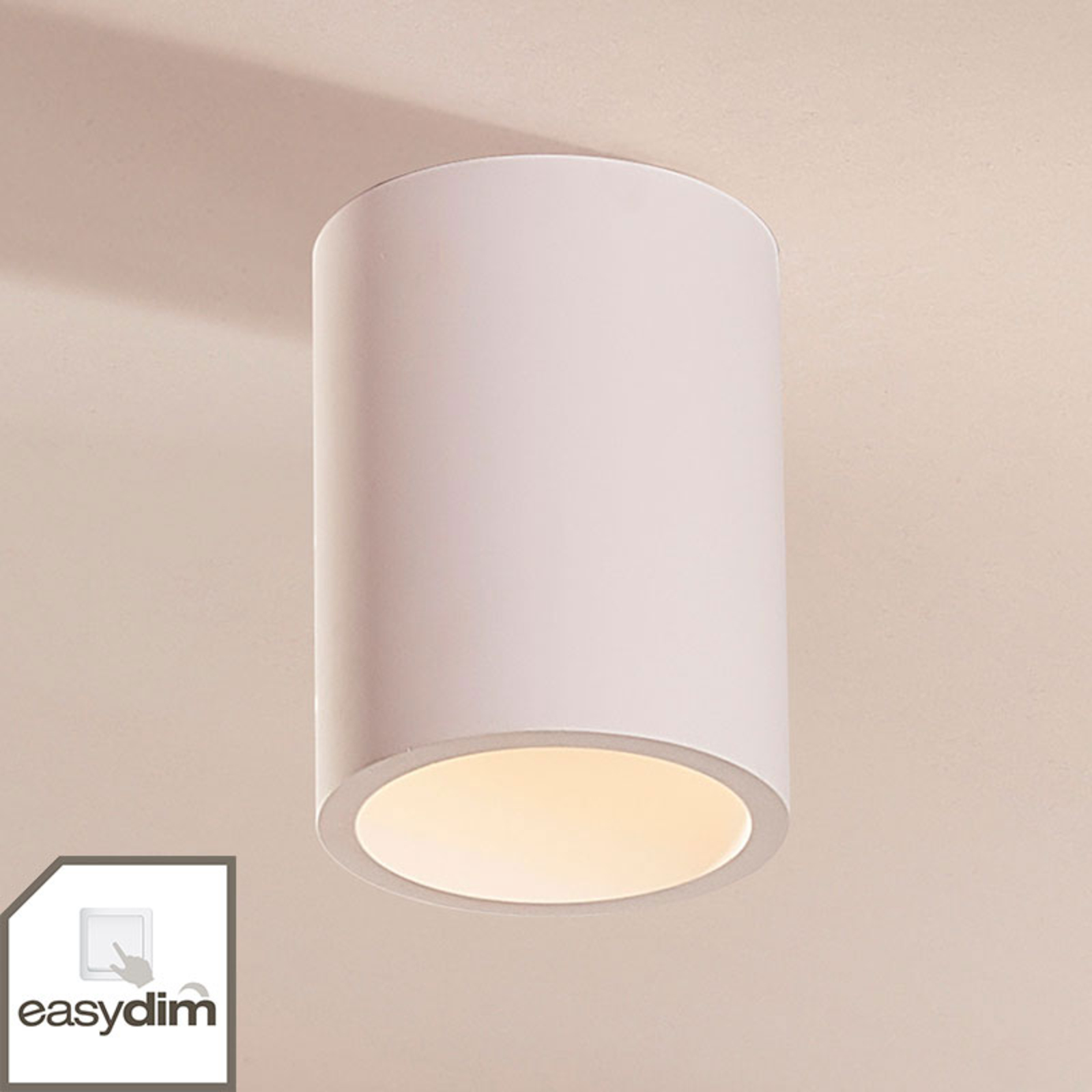 Lindby Round Easydim LED ceiling light Natalie, plaster, for Living / Dining Room, plaster, GU10, 5 W, energy efficiency: A+, H: 13.5 cm
