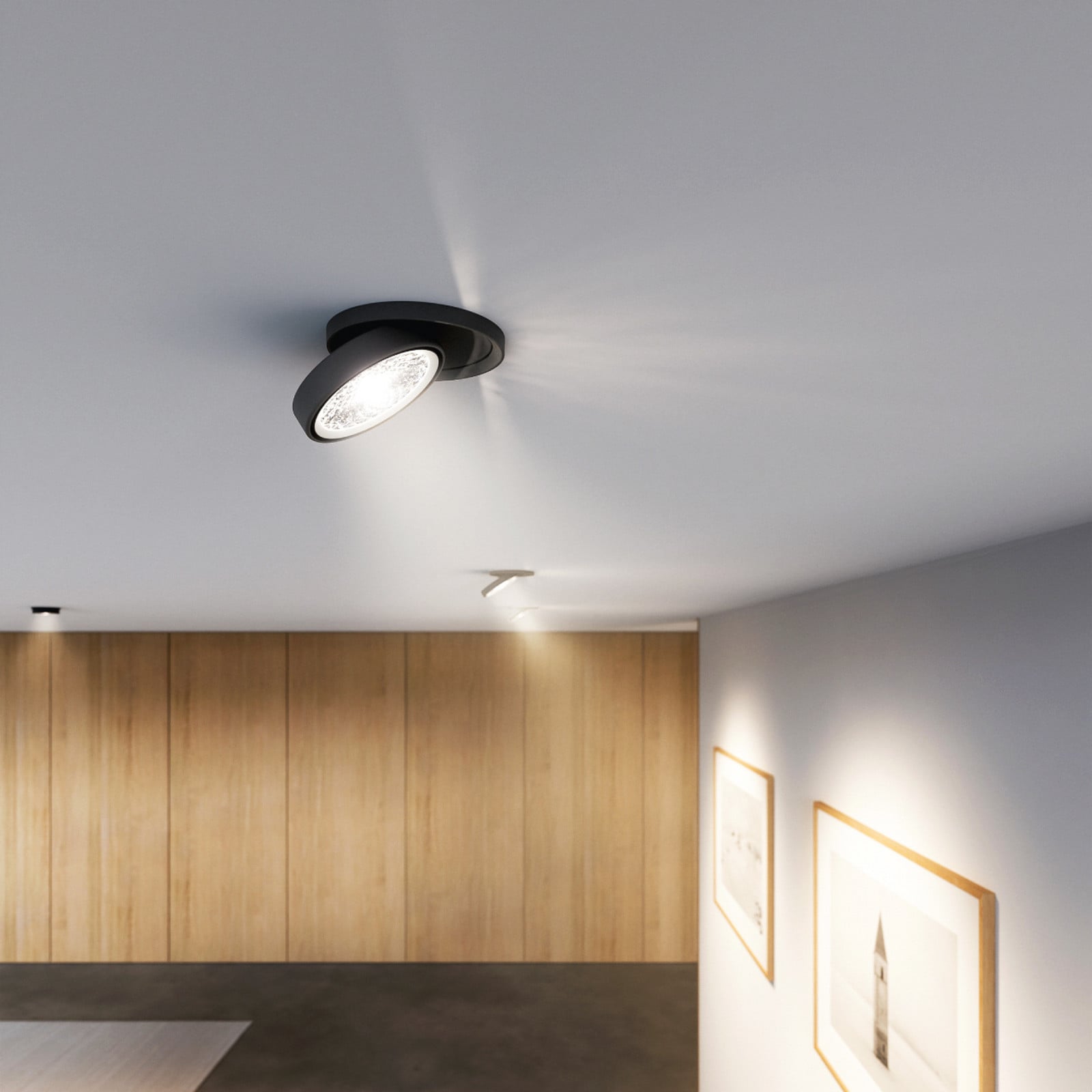 Nivo LED-indbygningsspot, sort, 36°, 11 cm, drejelig, dæmpbar – Sigor - Stue - Moderne - Aluminium - Med én lyskilde